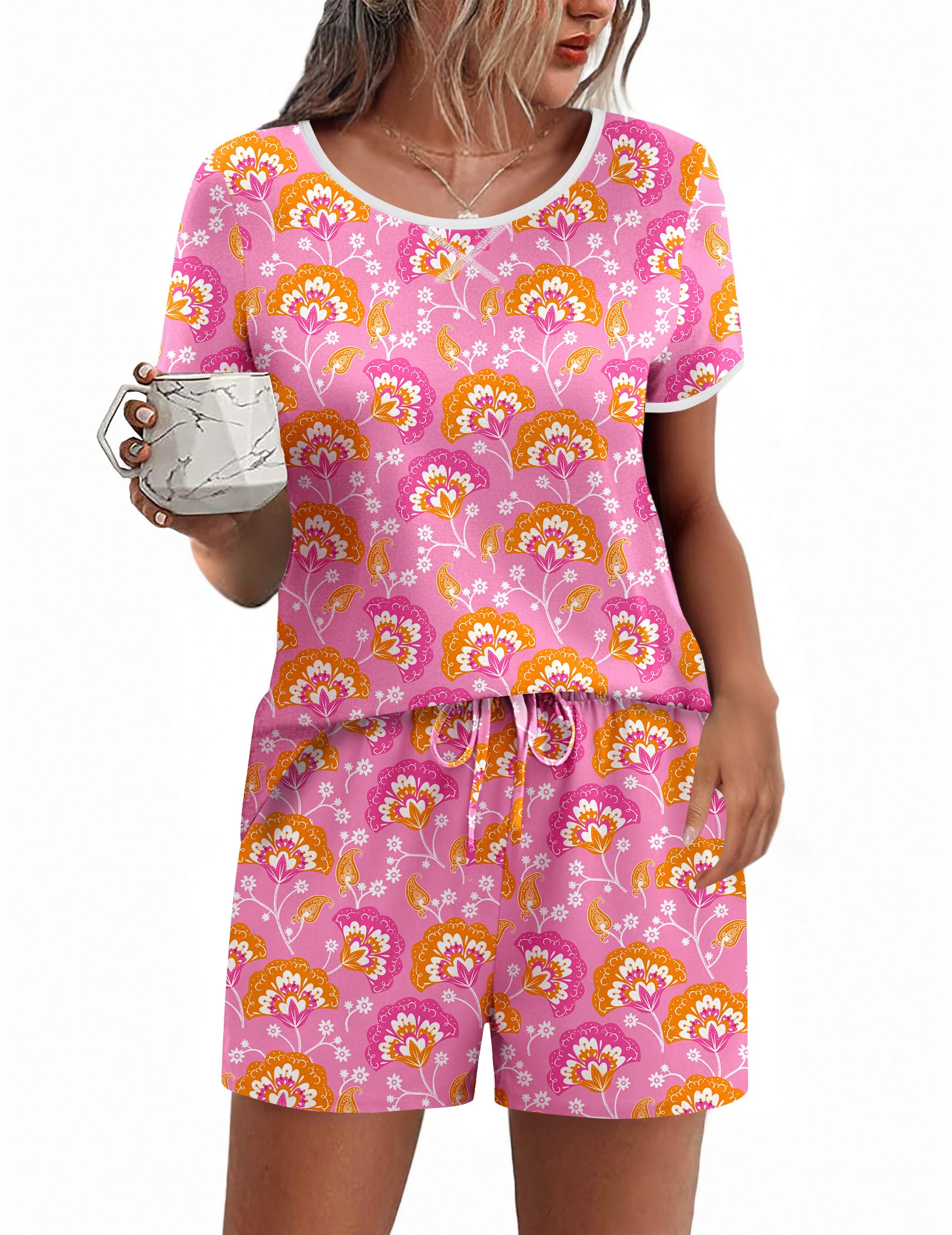 Ekouaer Women Pajama Set Casual Short Set