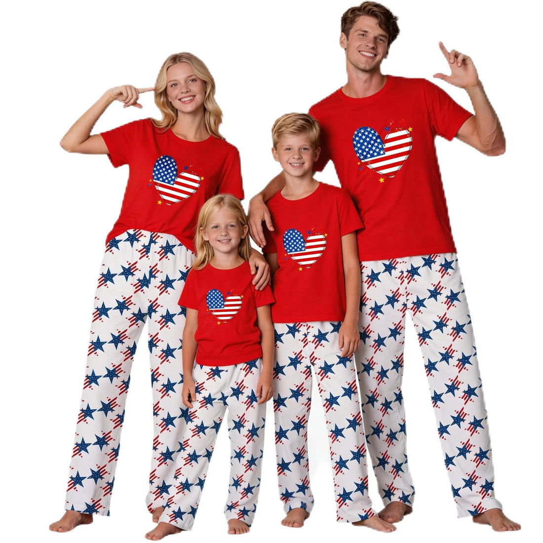 MI X TEE 250th Anniversary American Flag Matching Family Pajamas, 4th of July Shirts Pjs Set, Patriotic Sleepwear for Couples