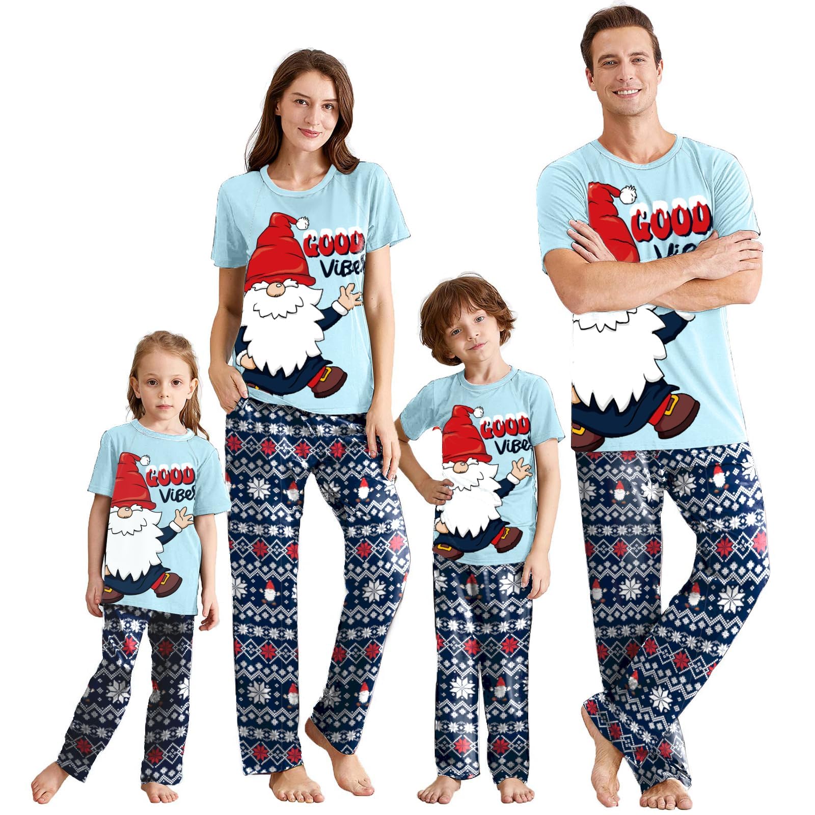 IFFEI Christmas Pajamas for Family Matching Holiday PJ's Sets with Short Sleeve Tee and Pants Loungewear