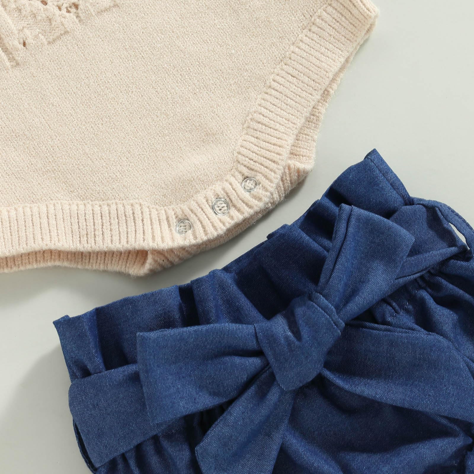 TheFound Toddler Baby Girls Knitted Outfit Tie-up Tank Top Elastic Waist Flower Shorts Summer Clothes 6 12 18 24 Months 2t 3t WEBE CLOTHING