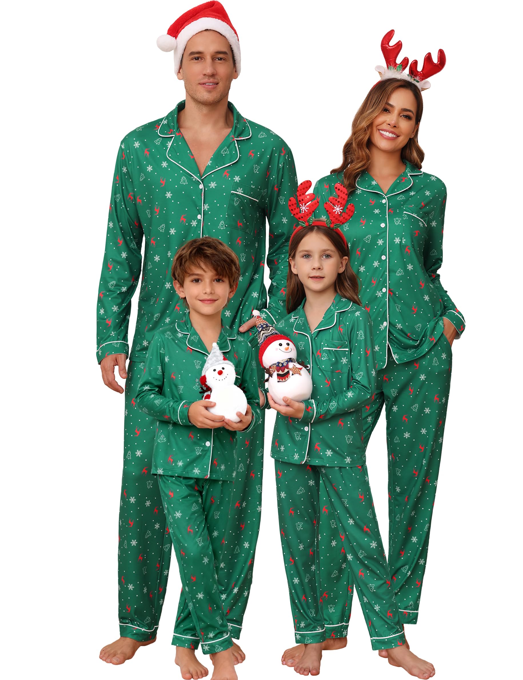 iClosam Christmas Family Matching Pajamas Long Sleeve Button Down Pj Set Festival Party Sleepwear