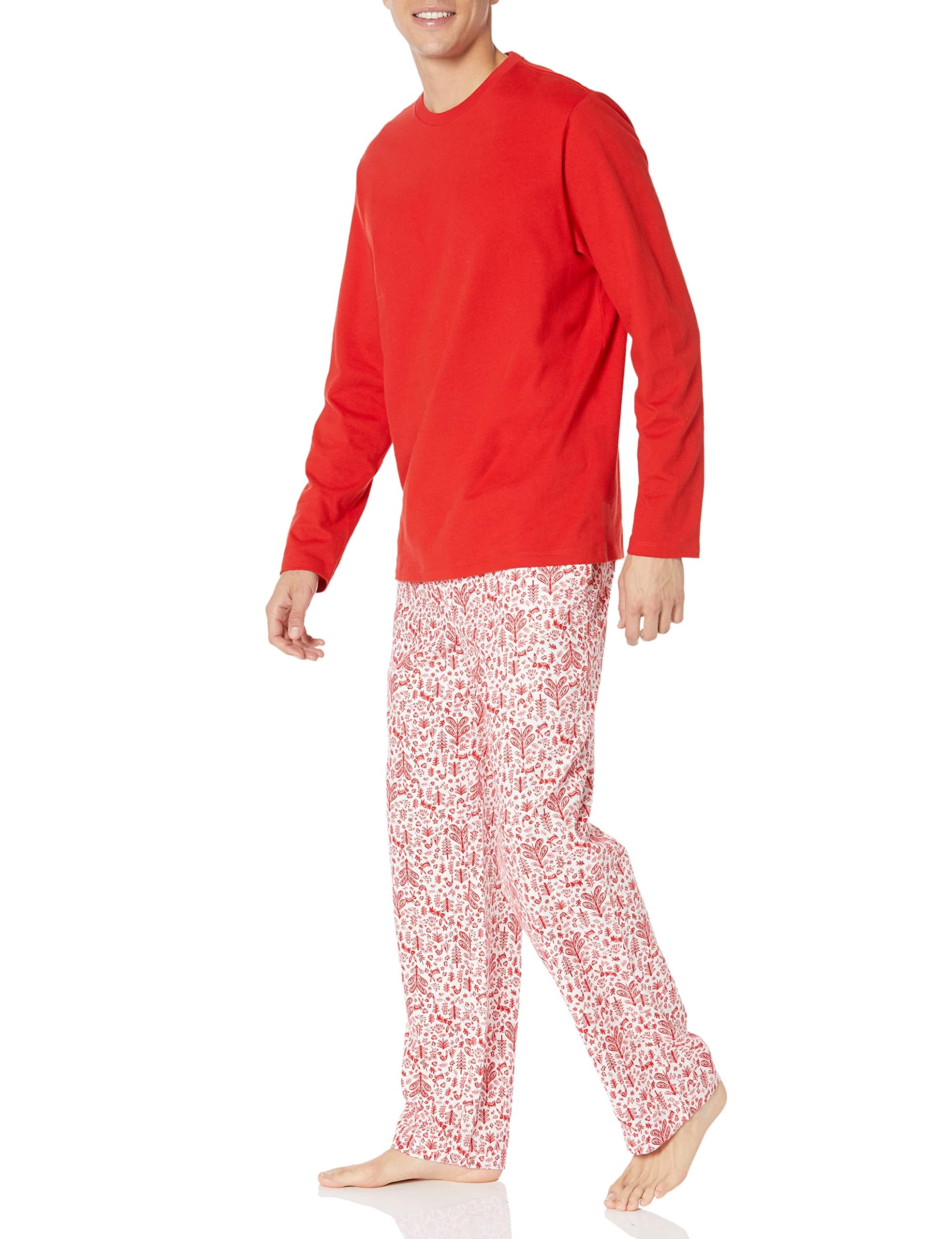 Amazon Essentials Men's Flannel Pant and Long-Sleeve T-Shirt Pajama Set