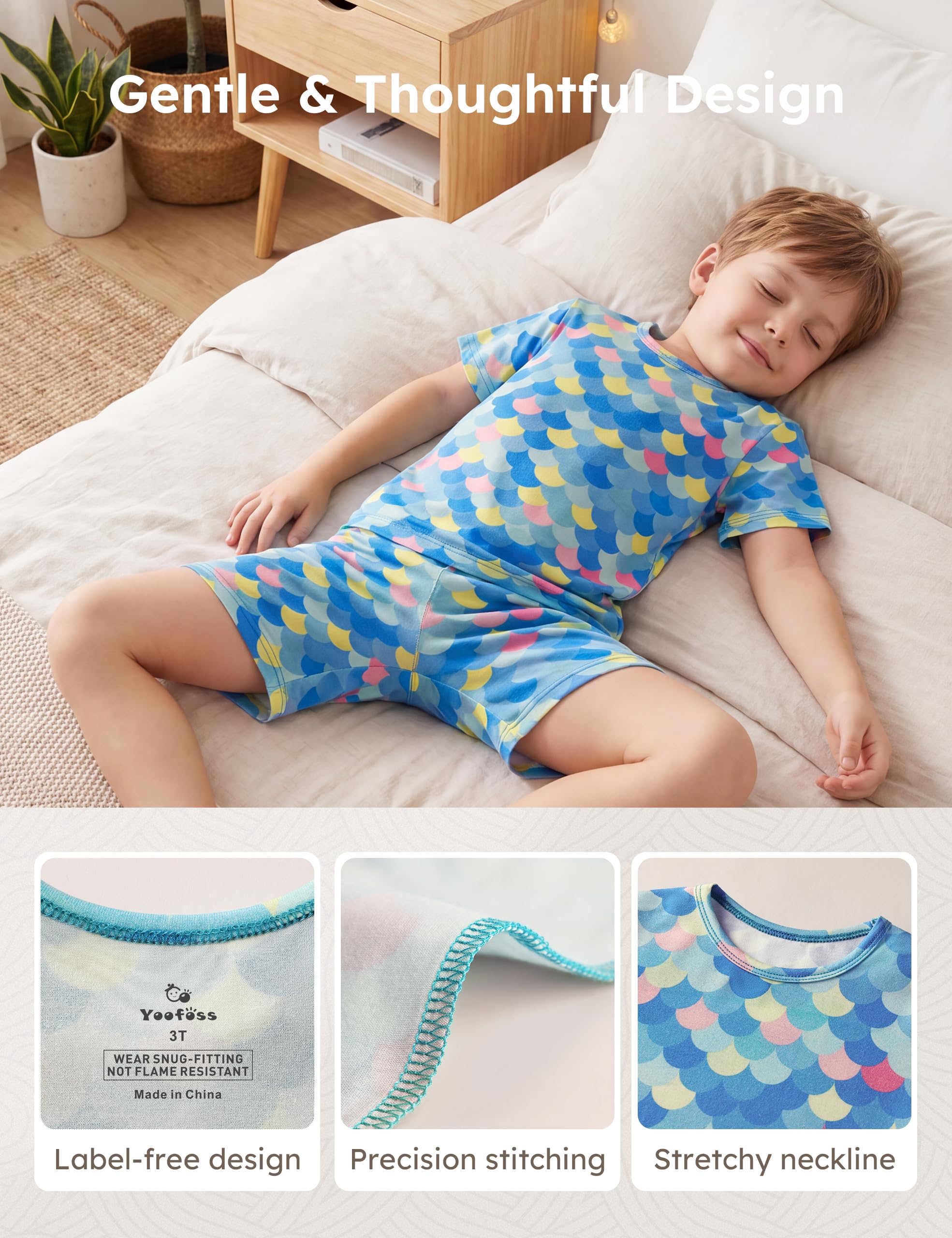 Yoofoss Toddler Pajamas Rayon Made from Bamboo Short Sleeve Baby Clothes Boys and Girls Kids Pajamas Set Pjs Soft Cool