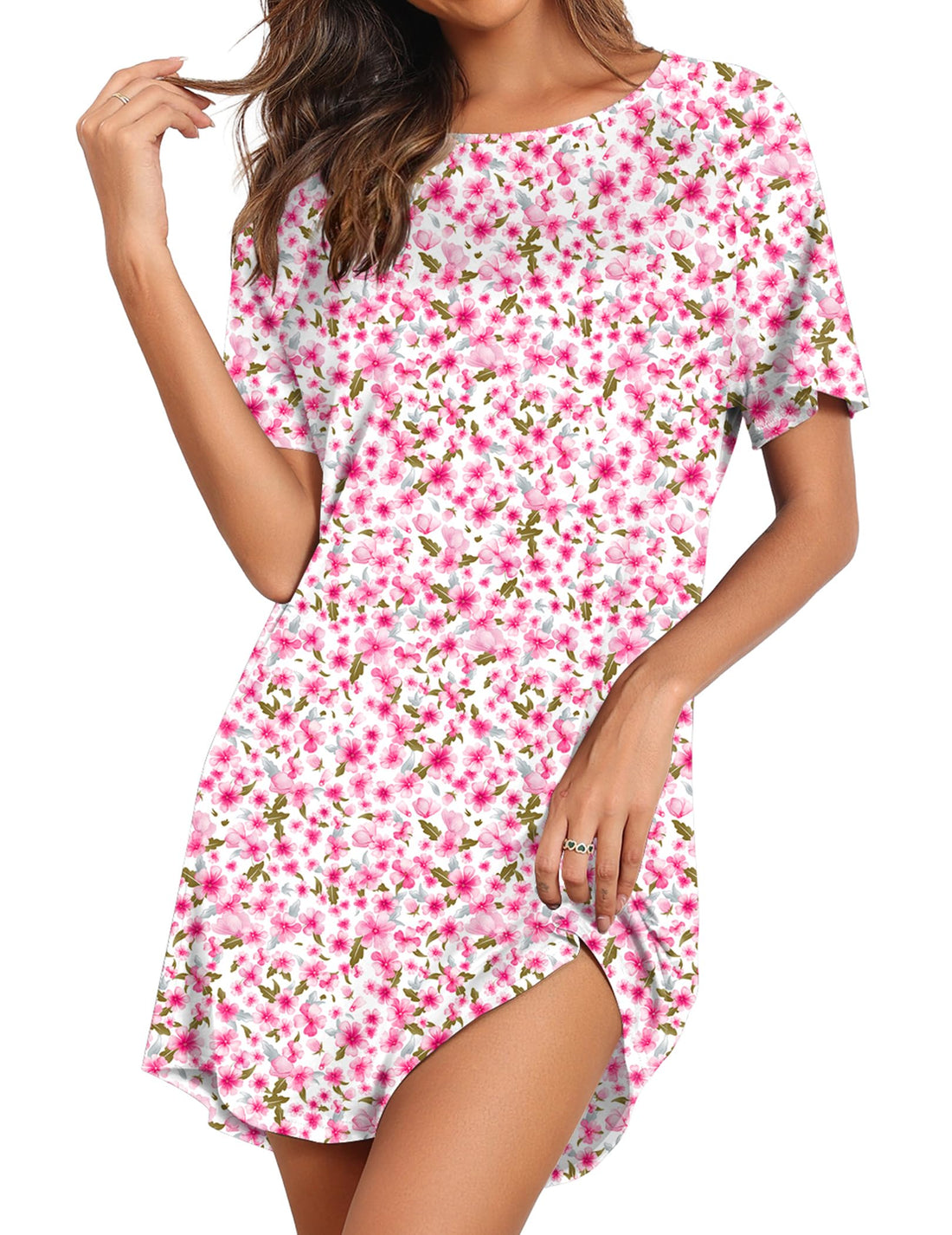 Ekouaer Sleep Shirts for Women Short Sleeve Night Shirts for Sleeping Pullover Nightgown Soft Nightdress S-XXXL