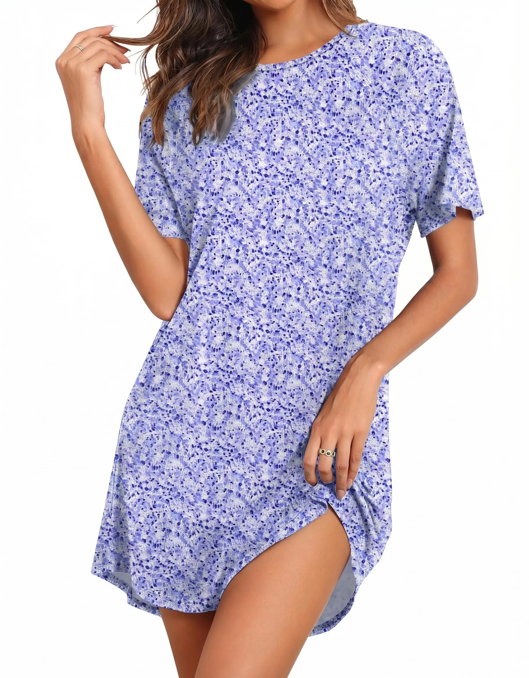 Ekouaer Nightgowns for Women Bamboo Viscose Night Gown Short Sleeve Sleep Shirt Cooling Nightshirt Soft Sleepwear S-XXXL WEBE CLOTHING