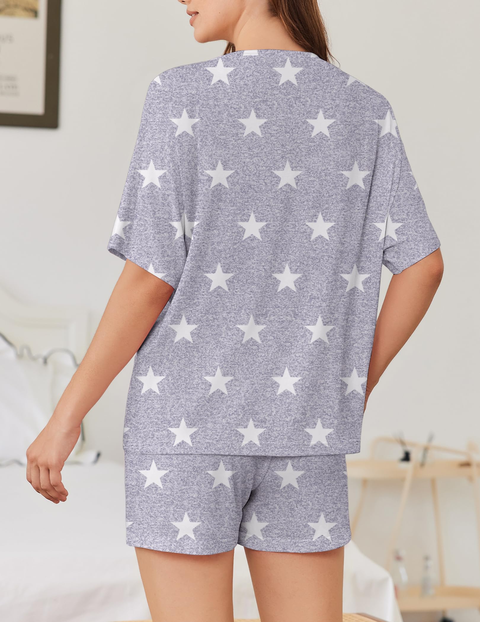 Ekouaer Pajama for Women Viscose from Bamboo 2 piece Lightweight Summer Pj Soft Short Sleeve Matching Lounge sets with Pocket