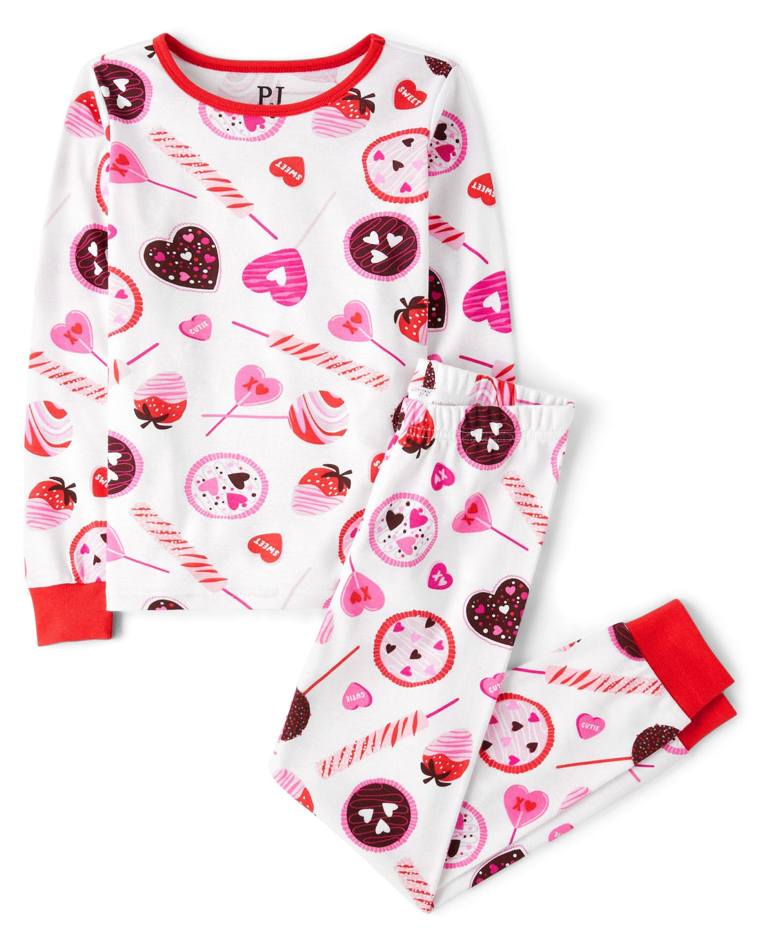 The Children's Place girls Long Sleeve Top and Pants Snug Fit 100% Cotton 2 Piece Pajama Set