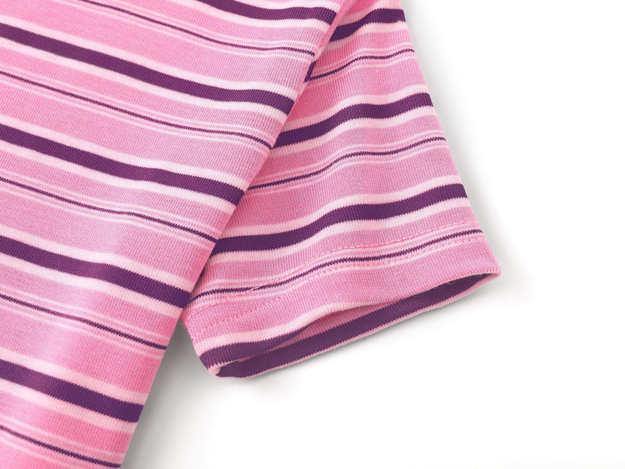 Topgal Summer Pajamas for Unisex Kids - Purple & Brown Stripe Snug Fit Pull-On Short Sleeve Sleepwear Pjs Set Size 2T-10
