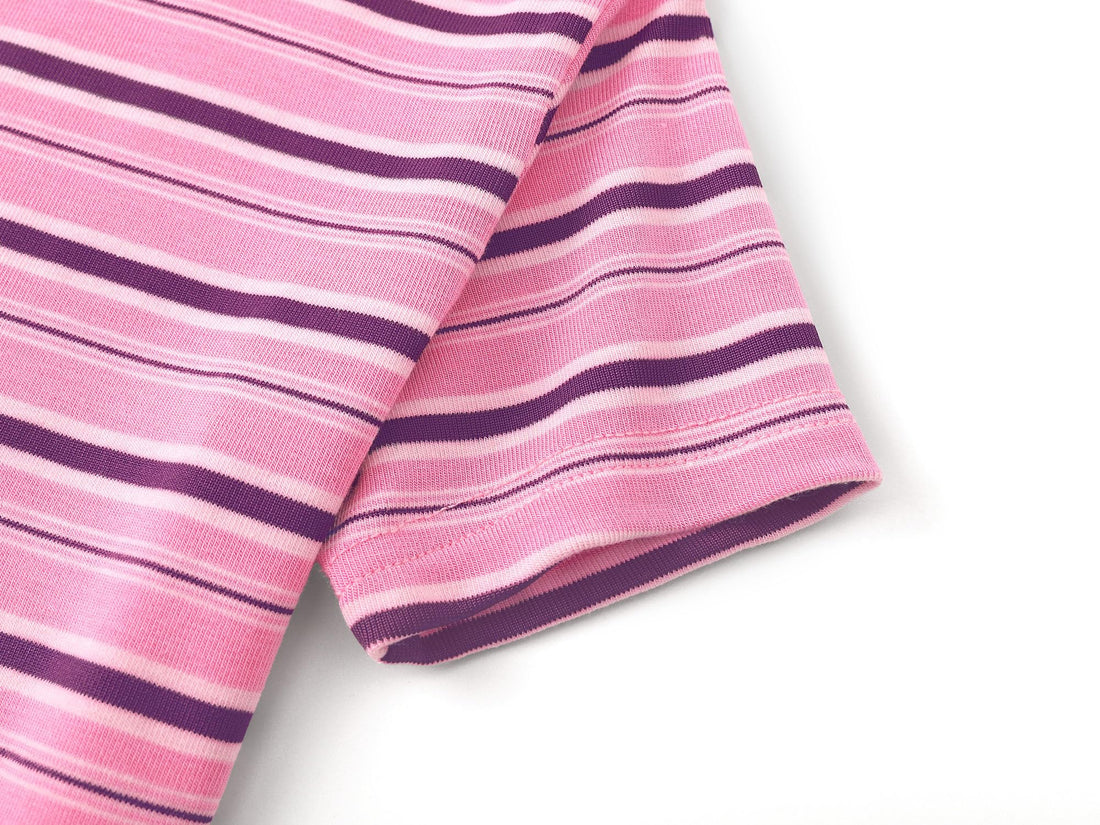 Topgal Summer Pajamas for Unisex Kids - Purple & Brown Stripe Snug Fit Pull-On Short Sleeve Sleepwear Pjs Set Size 2T-10