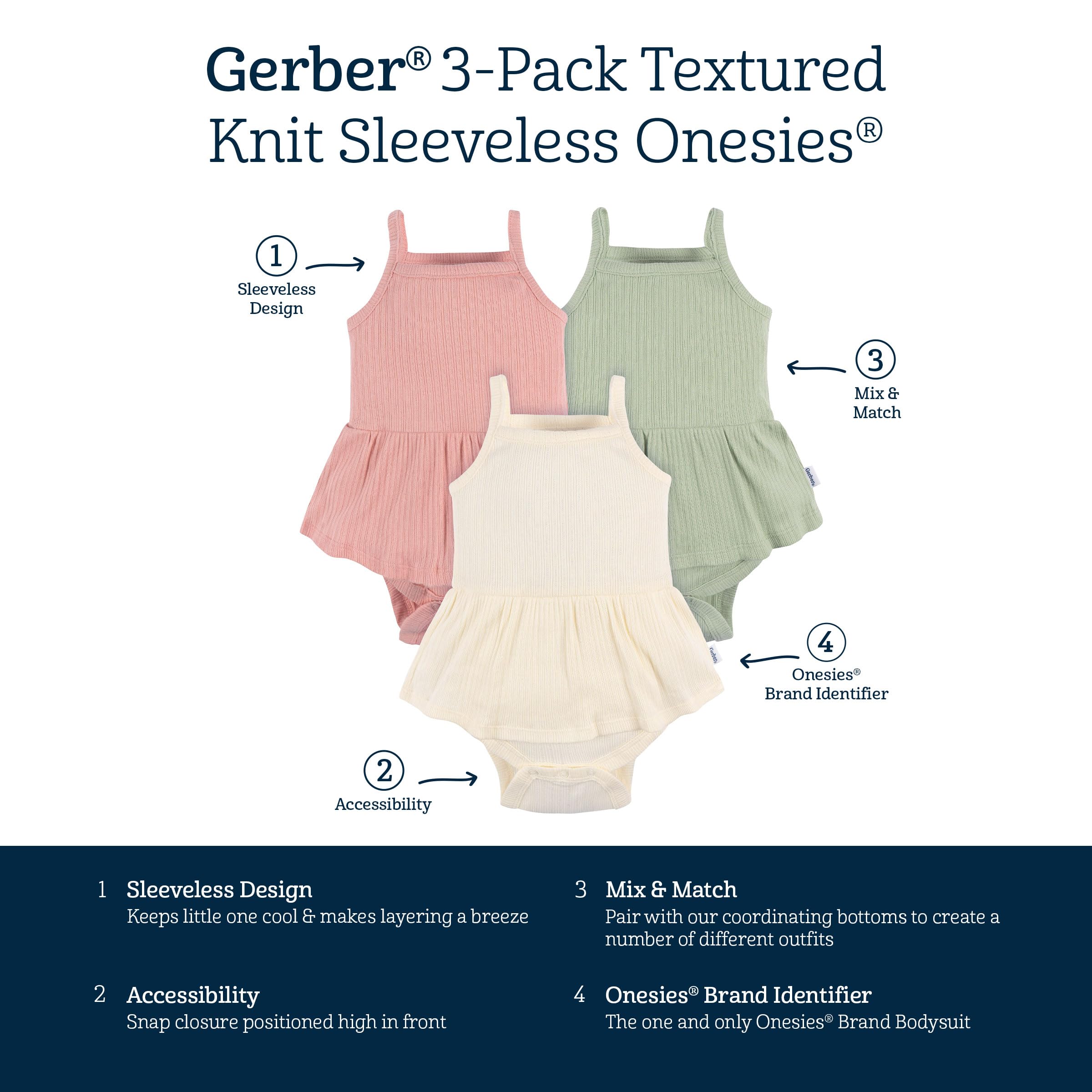 Gerber Baby Girls Multi-Pack Sleeveless Onesies Bodysuit WEBE CLOTHING