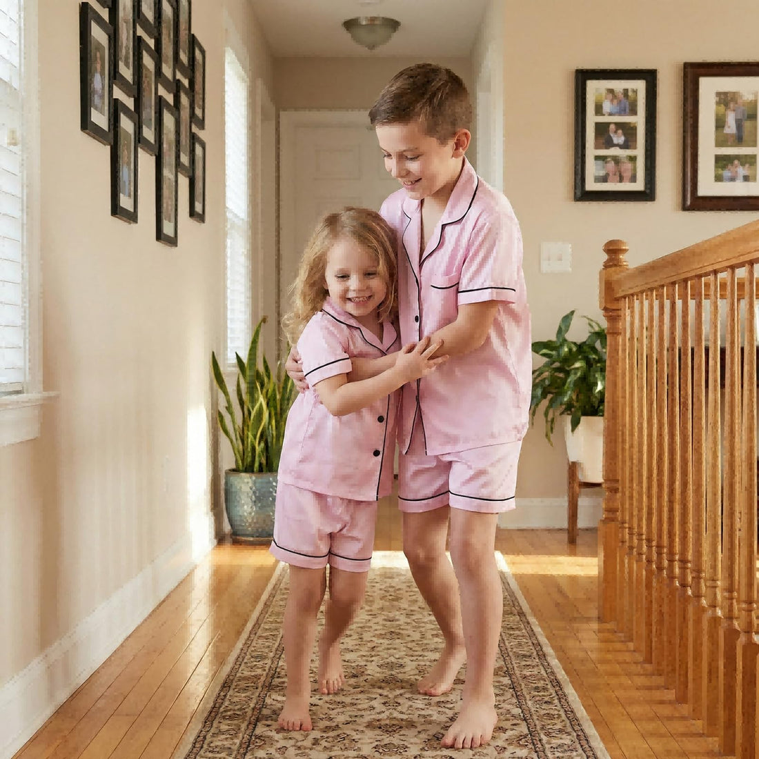 Matching Silk Pajamas Set for Family Summer Short Family Matching Sleepwear Suits Couple Satin Pjs Set