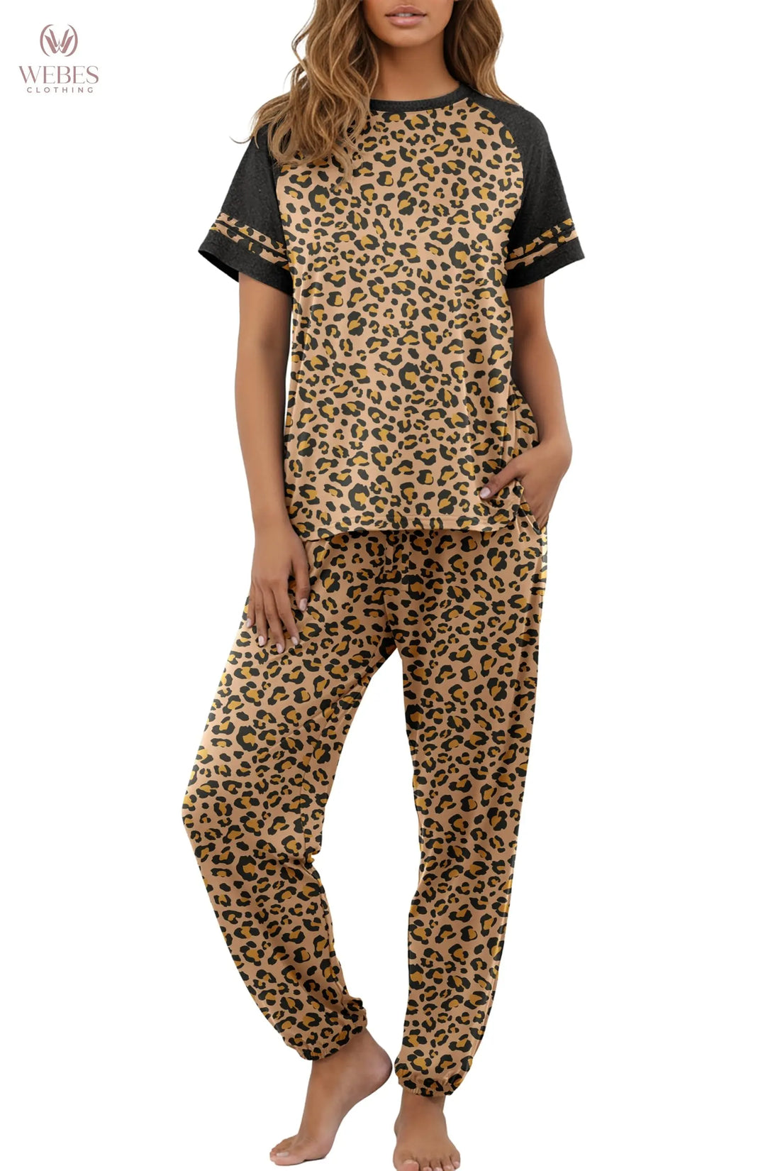 PrinStory Womens Pajama Sets Short Sleeve Pjs 2 Piece Lounge Set Soft Pj Sets Lightweight Sleepwear Loungewear with Pockets WEBE CLOTHING