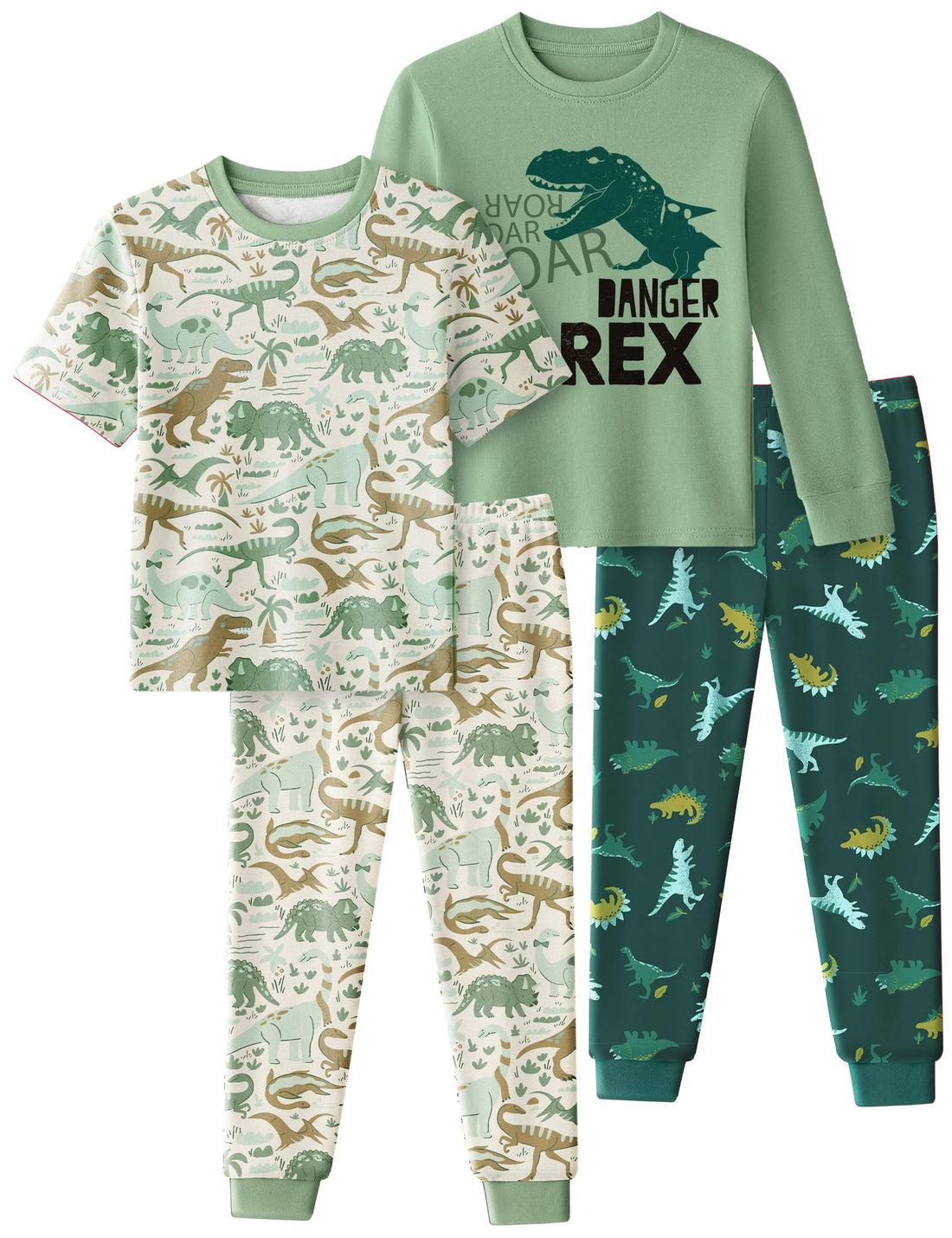 Yoofoss Toddler Pajamas 100% Organic Cotton Girls Boys Pajamas for Kids 4 Piece Snug Fit Long & Short Sleeves Pjs Set