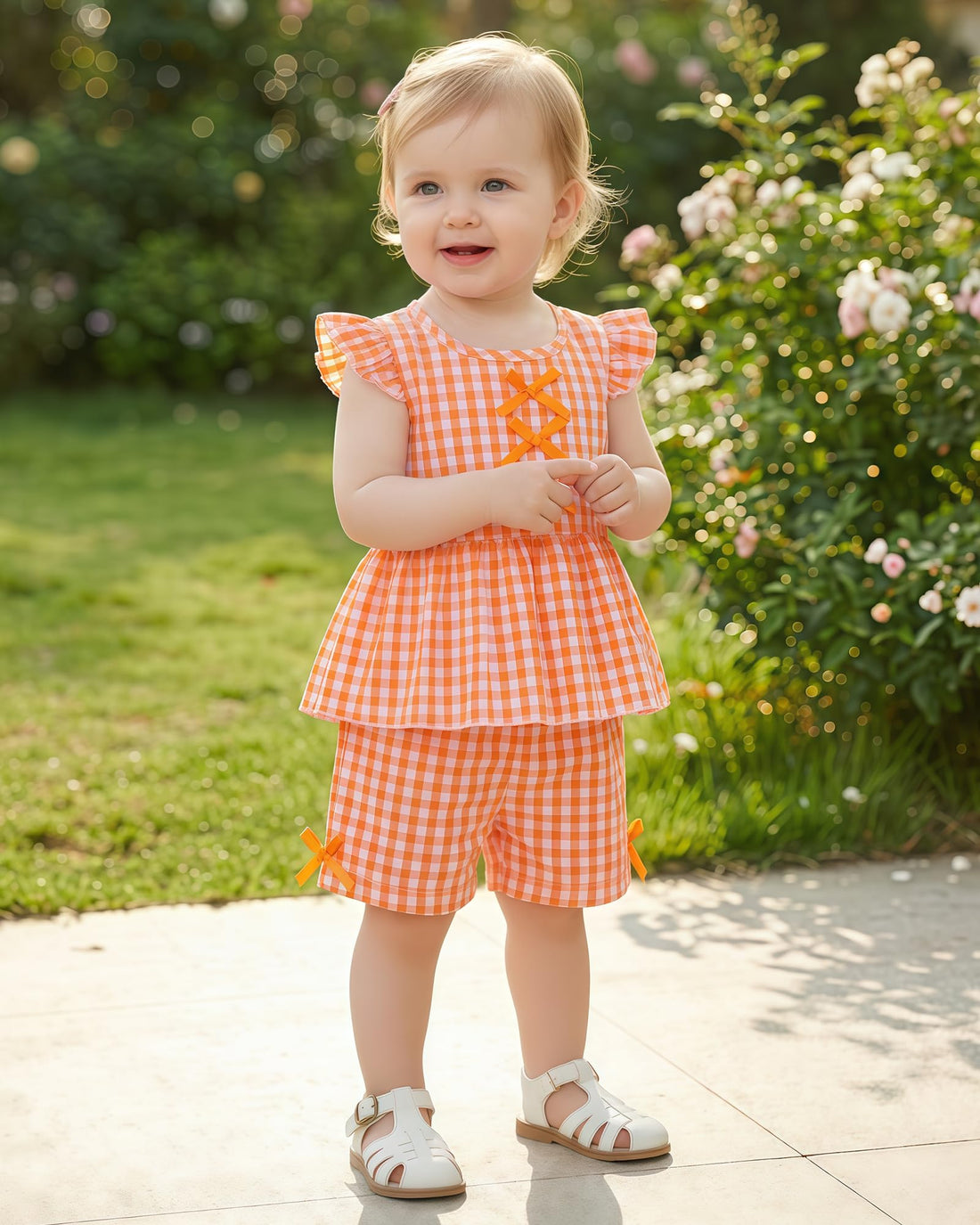 Jecson Toddler Baby Girl Summer Clothes Cotton Ruffled Sleeve Shirt Tops and Shorts Set Outfits 12Months-4T WEBE CLOTHING
