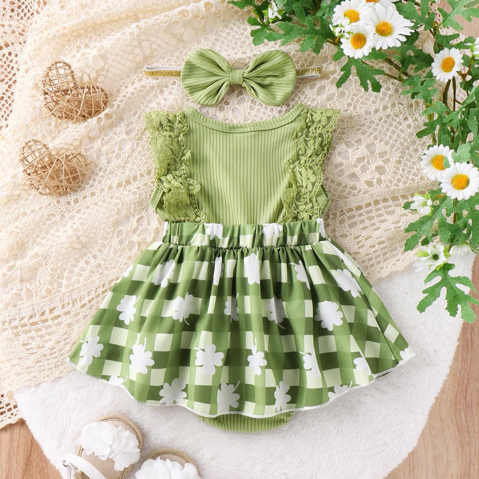 Baby Girl Clothes Newborn Romper Dress Infant Lace Ruffle Sleeveless Summer Outfits with Headband 0-12 Months WEBE CLOTHING