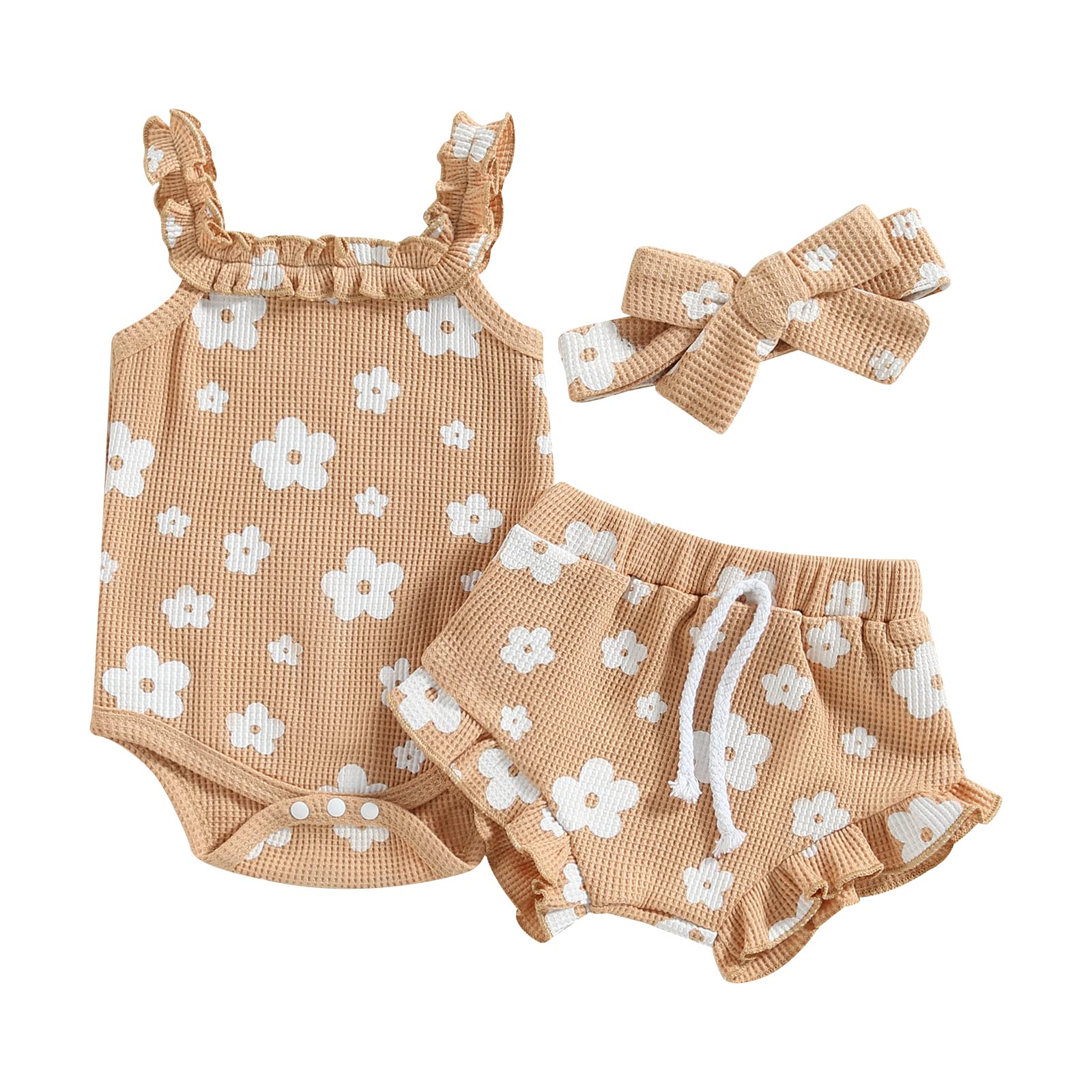 Newborn Baby Girl Summer Clothes Boho Infant Sleeveless Romper Bodysuit Shorts Headband 3Pcs Outfits WEBE CLOTHING