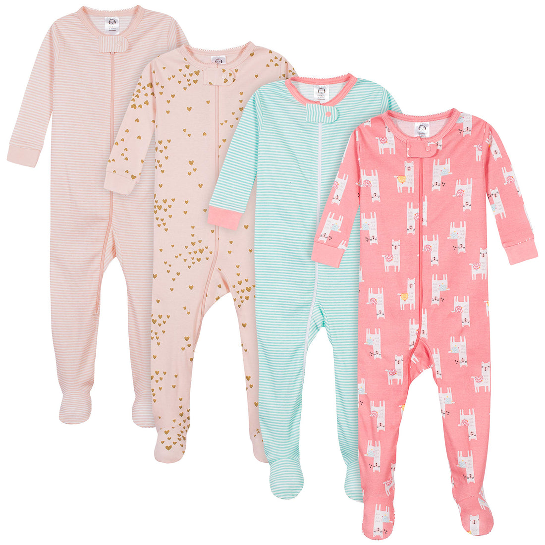 Gerber Baby Girls 4-pack Footed Pajamas