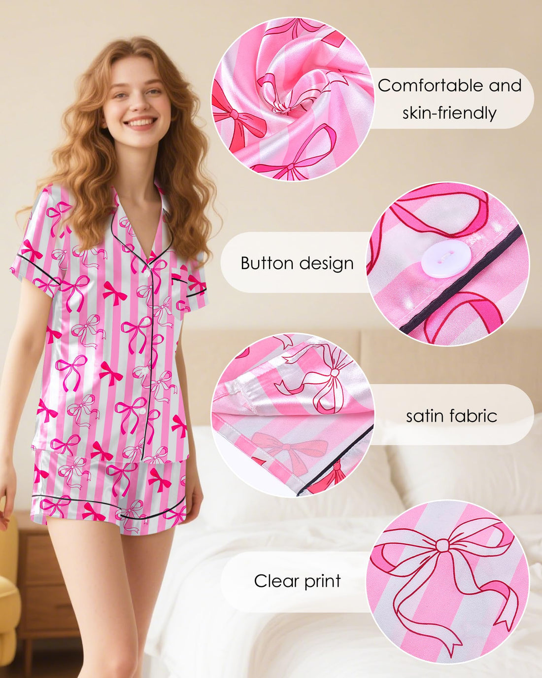 Silky Pajamas for Women Shorts Satin Pjs Button Down 2 Piece Cute Comfy Women's Sleepwear Lounge Set Summer S-XL WEBE CLOTHING
