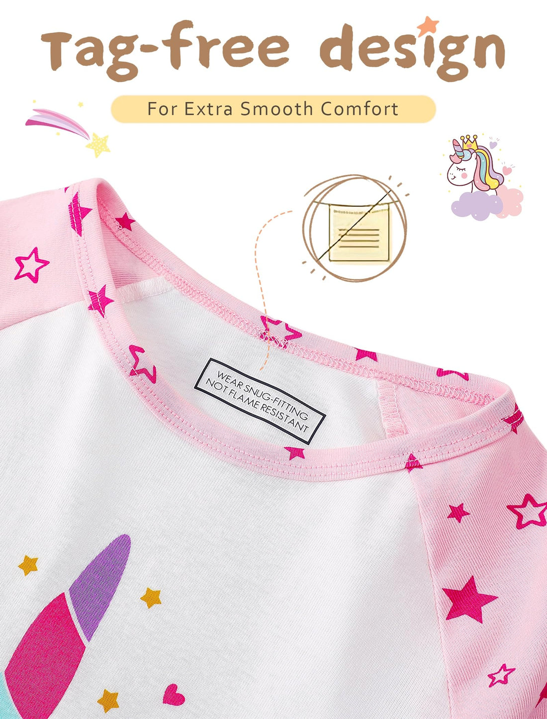 Mikrdoo Girls Pajamas Kids Soft Cute Cotton Long Sleeve 2 Piece Stretchy Snug Fit Pjs Set for Girls Size 4-14Y