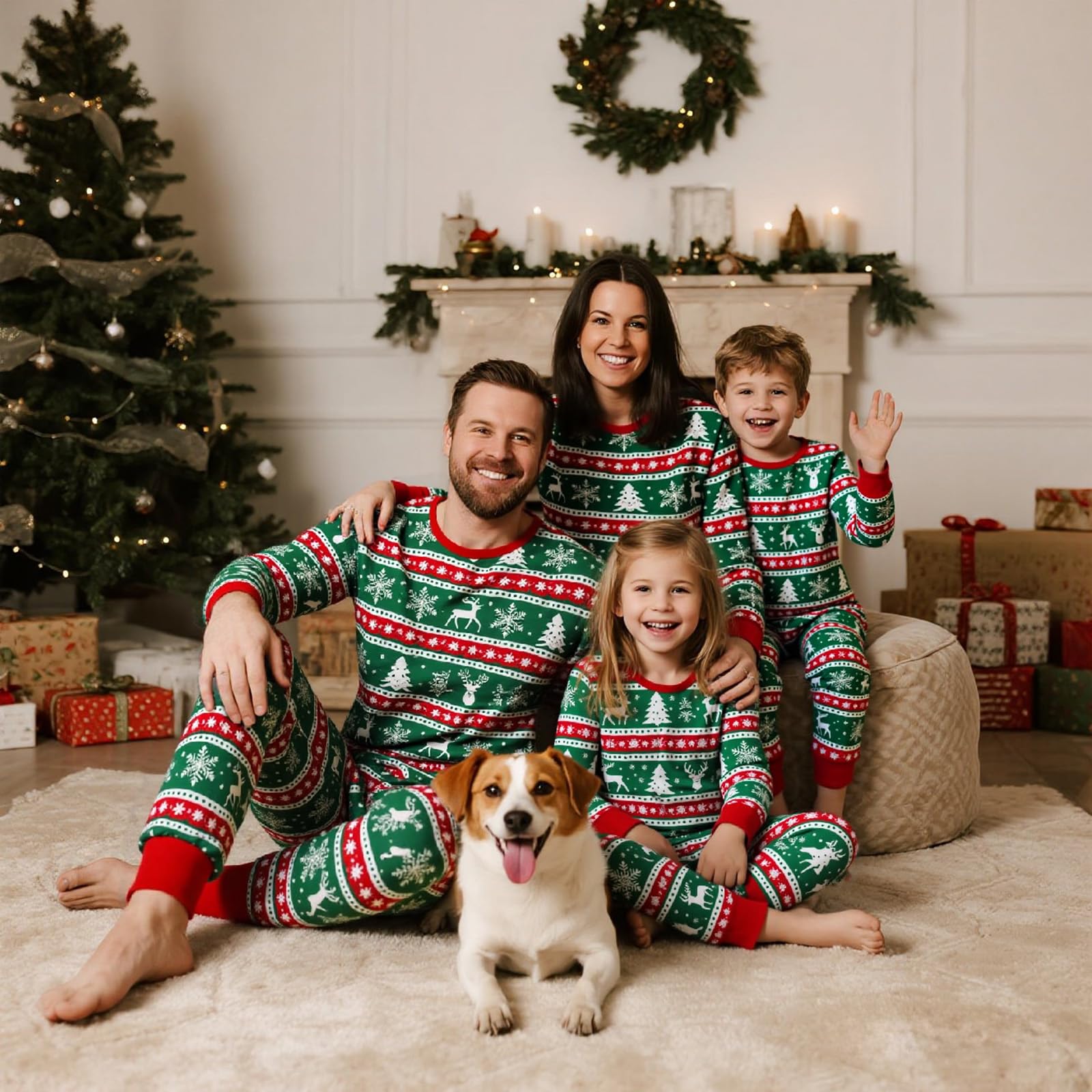 Feionusin Family Christmas Pajamas Matching Sets, Xmas Pjs Sets Holiday Sleepwear Matching Pajamas Long Sleeve Nightwear Set