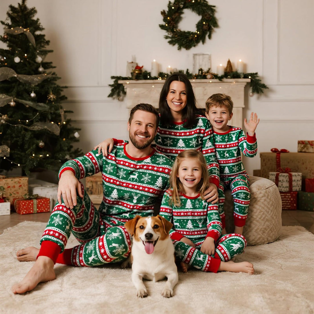 Feionusin Family Christmas Pajamas Matching Sets, Xmas Pjs Sets Holiday Sleepwear Matching Pajamas Long Sleeve Nightwear Set
