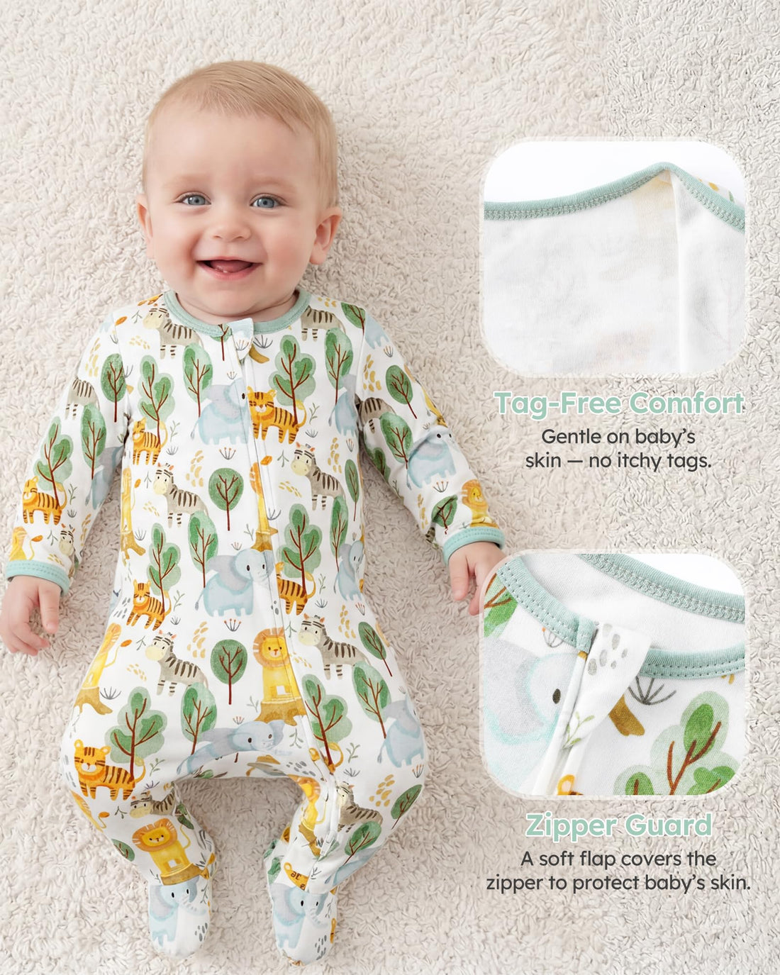 Baby Sleepers 3Pcs 100% Cotton Pajamas for Newborn 0-3 3-6 6-9 Months Boys Girls Clothes Sleep 'N Play Footed PJs