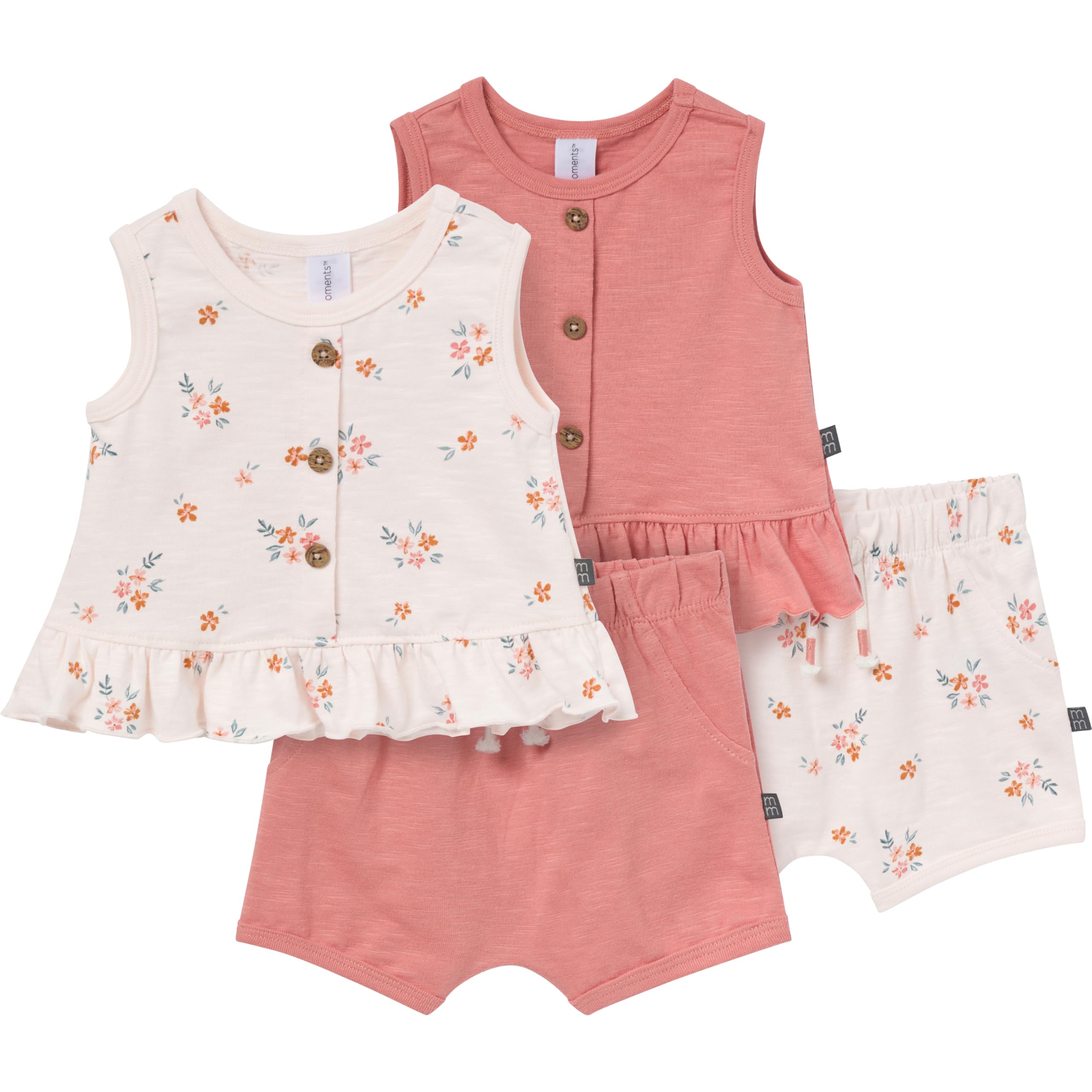 Modern Moments by Gerber Baby Girls 4-Pack Peplum Top & Short Set WEBE CLOTHING