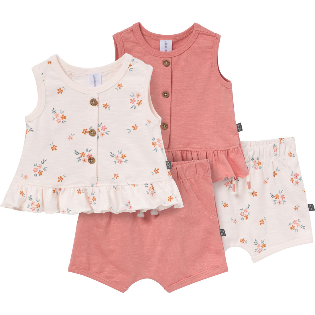 Modern Moments by Gerber Baby Girls 4-Pack Peplum Top & Short Set WEBE CLOTHING