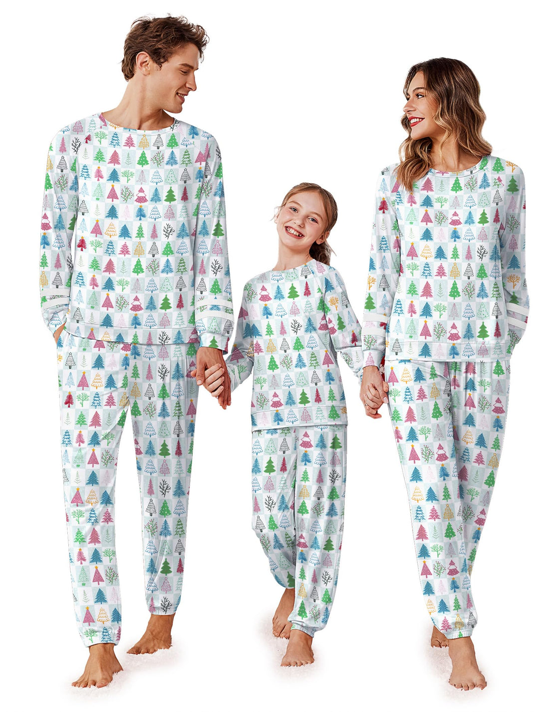 Ekouaer Family Christmas Pajamas Matching Sets Long Sleeve Couple Pjs Holiday Sleepwear Soft Loungewear with Pockets