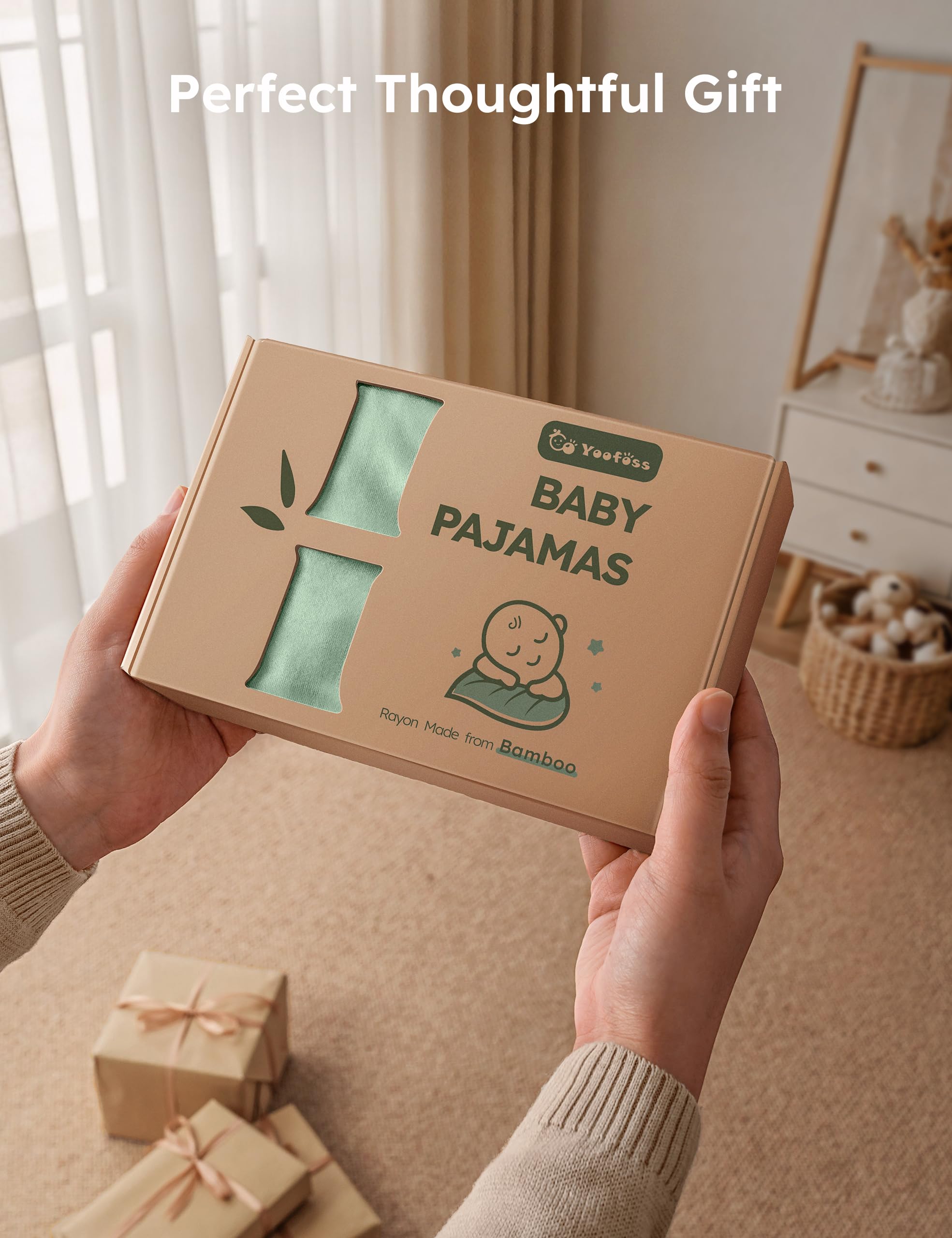 Yoofoss Rayon Made From Bamboo Baby Pajamas 3pcs Newborn Sleepers For Boy Girl Clothes, 0-3 3-6 6-9 Months Footed Pjs