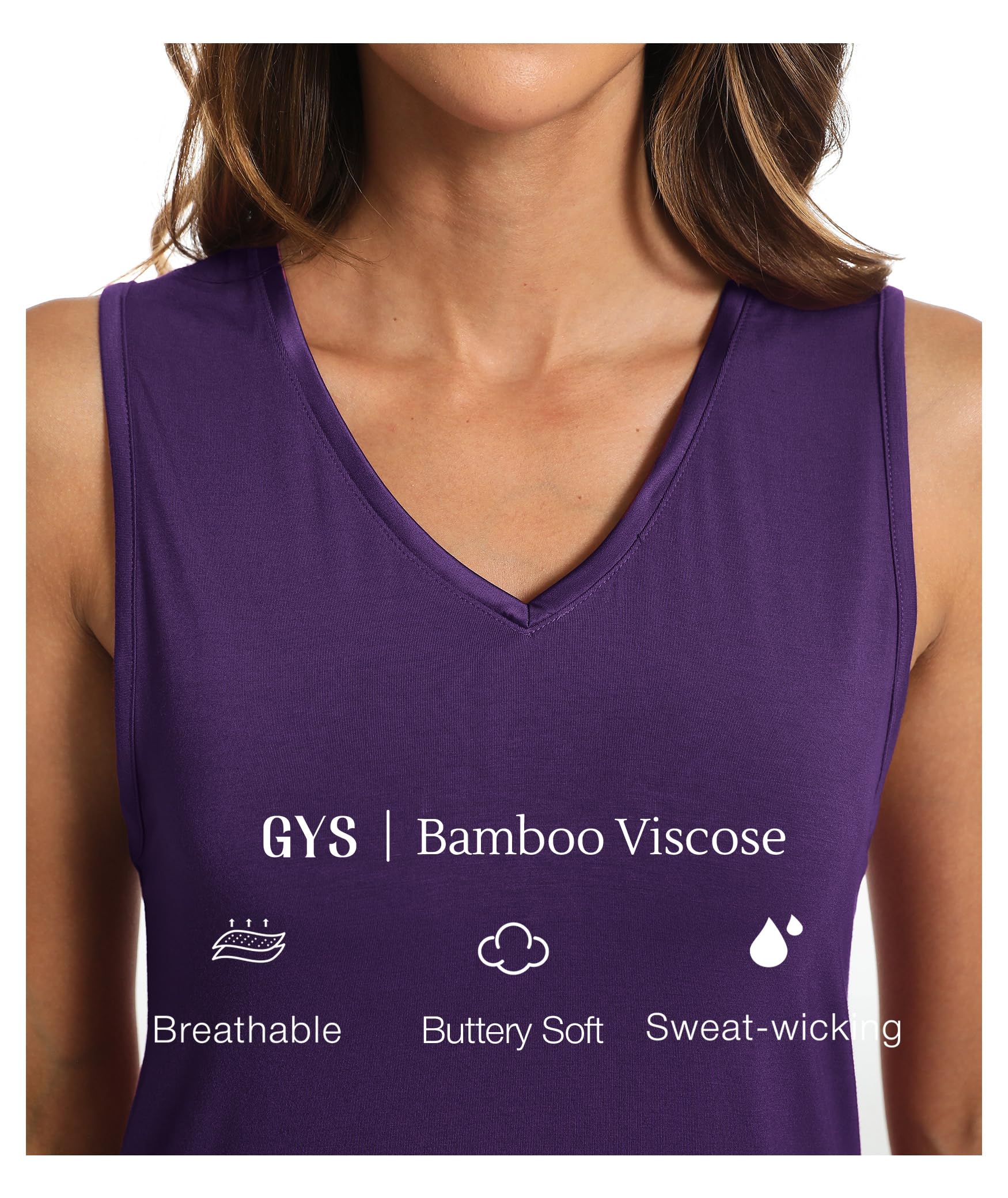 LazyCozy Bamboo Viscose Nightgowns for Women, Soft Sleeveless Night Shirts | V-Neck Tank Sleep Shirt, Short Night Dress Pajamas, Cooling, Moisture-Wicking Sleepwear for Hot Sleepers, Night Sweats WEBE CLOTHING