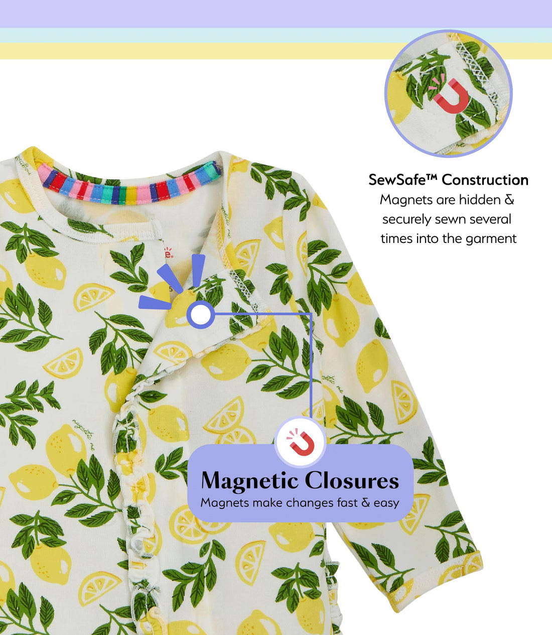 Magnetic Me Girls Modal Magnetic Baby Footie Pajamas | Silky Soft Modal Fabric | Baby Sleepers Available Sizes PRE - 24M WEBE CLOTHING