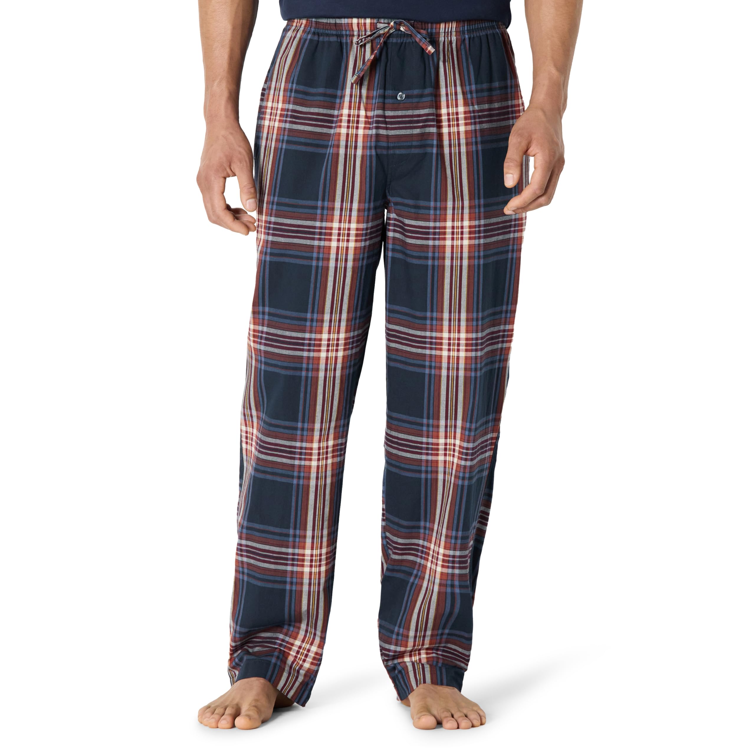 Amazon Essentials Men's Cotton Poplin Straight-Fit Pajama Pants with Pockets, Elastic Waist, Drawstring