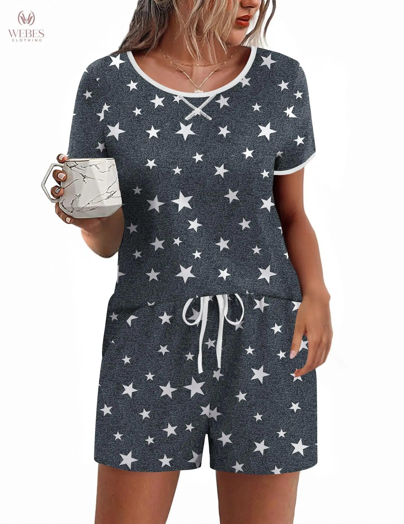 Ekouaer Women Pajama Set Casual Short Set