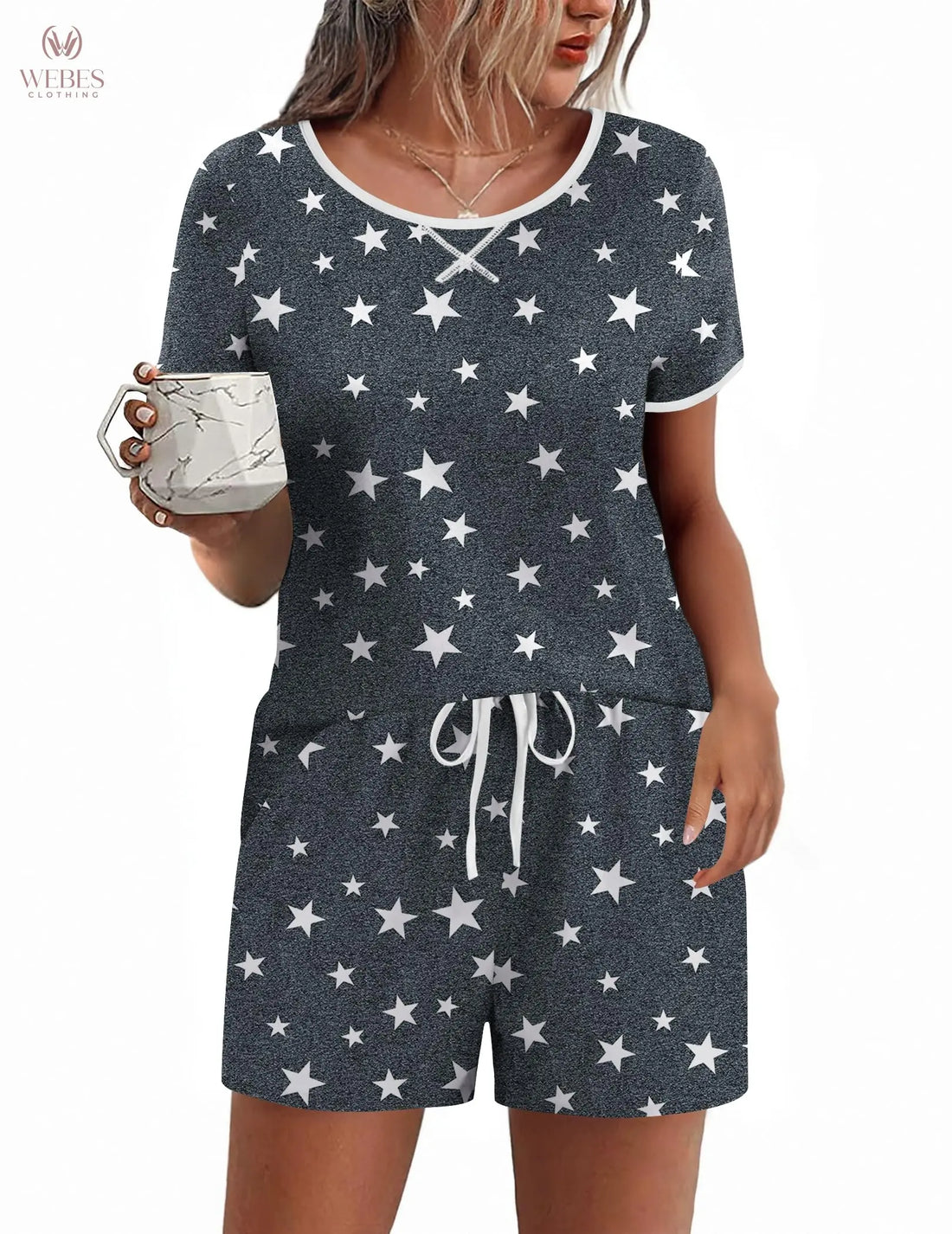 Ekouaer Women Pajama Set Casual Short Set