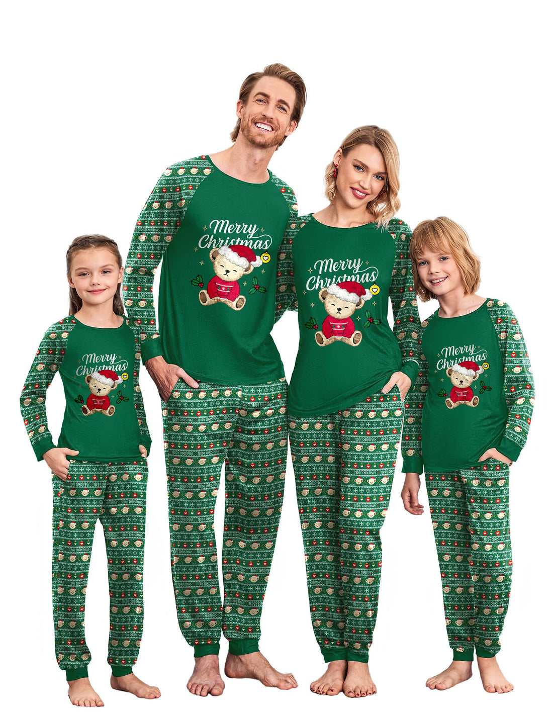 Ekouaer Christmas Pajamas for Family Long Sleeve Pjs Matching Sets with Plaid Pants Soft Sleepwear Loungewear