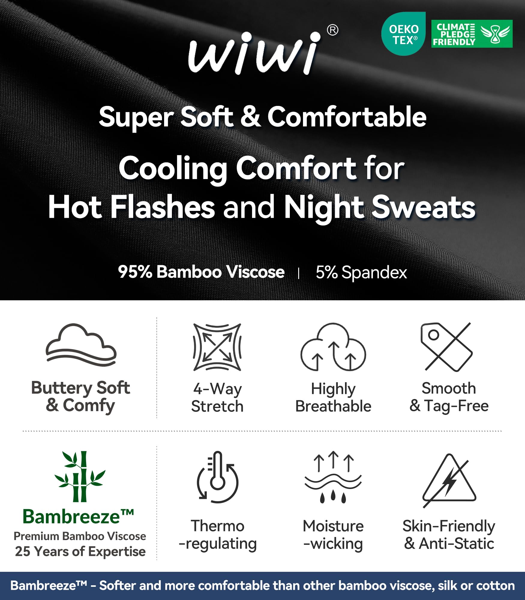WiWi Tank Nightgown for Women Soft Comfy Sleeveless Sleep Gowns Viscose from Bamboo Cooling Sleepwear S-XXL WEBE CLOTHING
