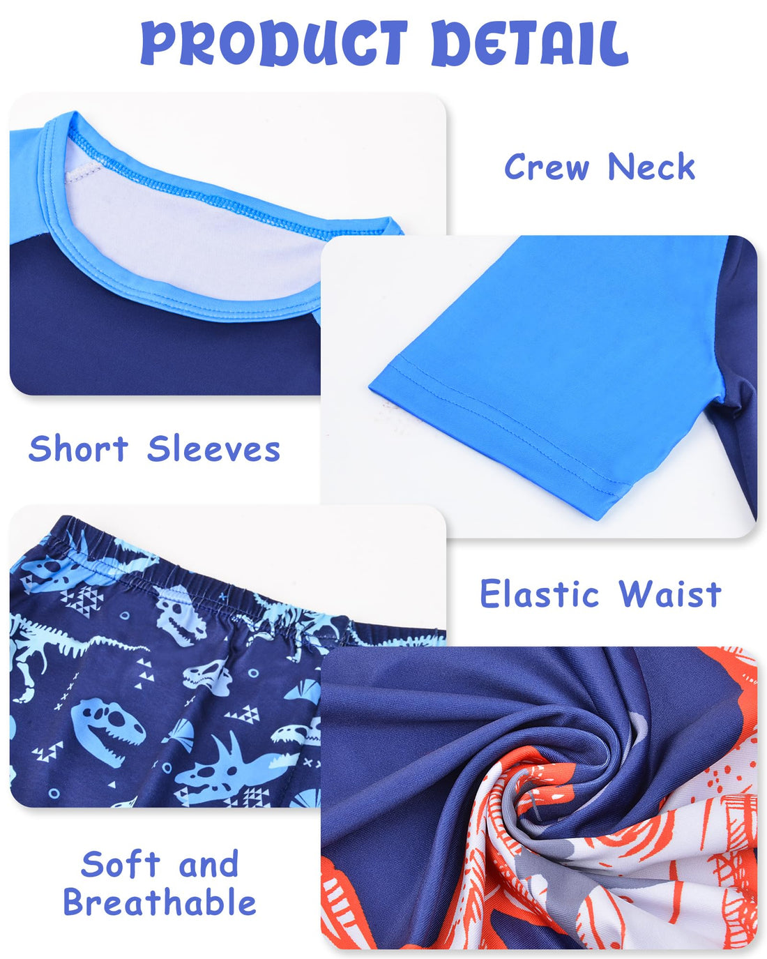 PASHOP Boys Pajamas Little Boys Summer Pajamas 2 Piece Short Sleeve Top and Shorts Sets Kids Pjs Sleepwears 3-10 Years