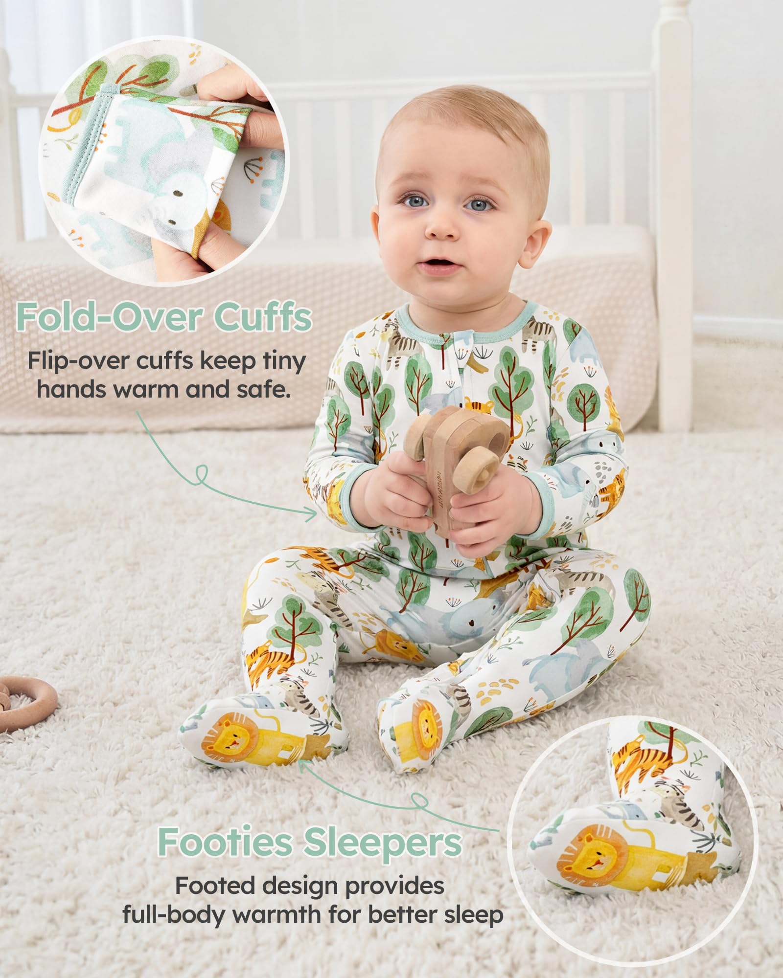 Baby Sleepers 3Pcs 100% Cotton Pajamas for Newborn 0-3 3-6 6-9 Months Boys Girls Clothes Sleep 'N Play Footed PJs