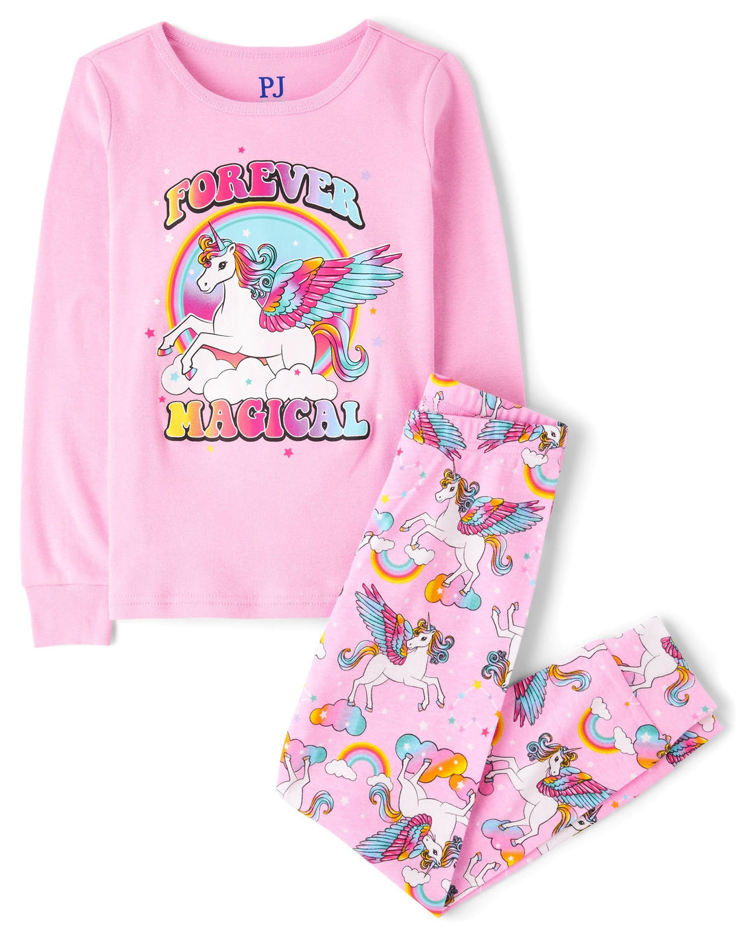 The Children's Place girls Long Sleeve Top and Pants Snug Fit 100% Cotton 2 Piece Pajama Set