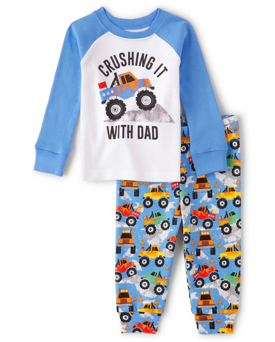The Children's Place baby boys Button Long Sleeve Top and Pants Snug Fit 100% Cotton 2 Piece Pajama Set