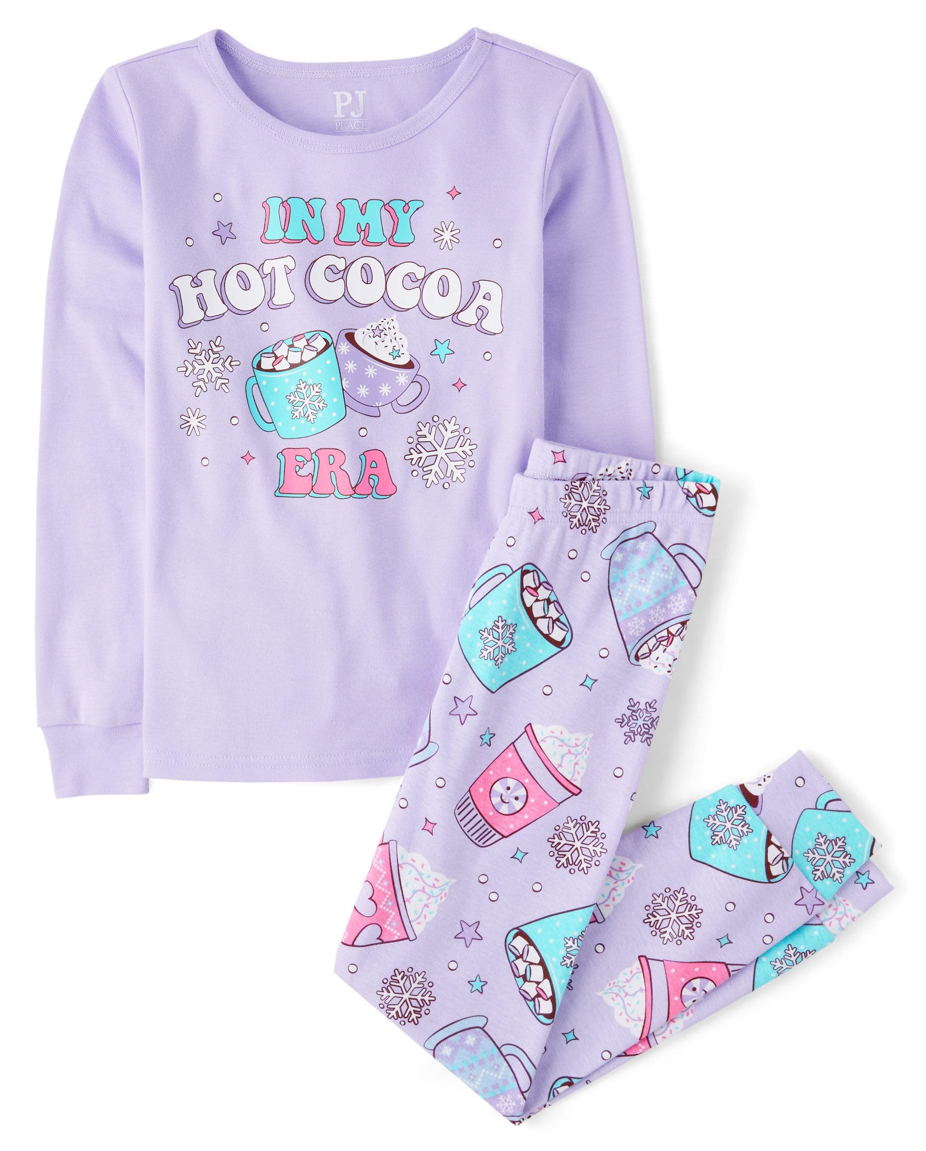 The Children's Place girls Long Sleeve Top and Pants Snug Fit 100% Cotton 2 Piece Pajama Set