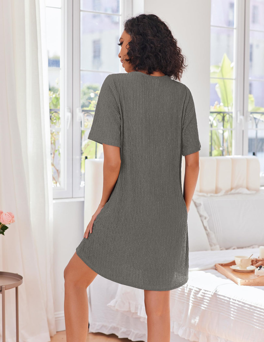 Ekouaer Women Zipper Robes Knit Short Bathrobe Lightweight House Coat with Pockets Soft Nightgown S-XXL WEBE CLOTHING