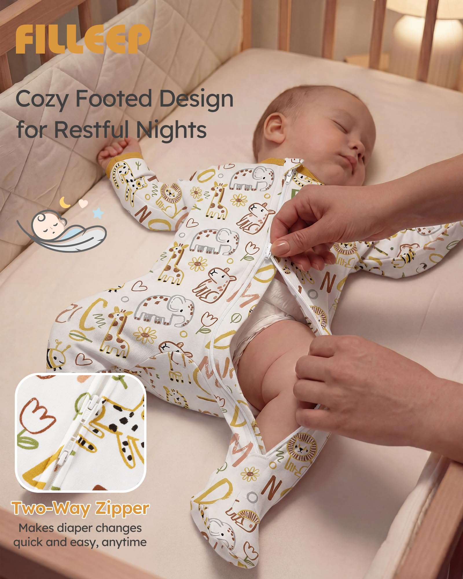 Baby Sleepers 3Pcs 100% Cotton Pajamas for Newborn 0-3 3-6 6-9 Months Boys Girls Clothes Sleep 'N Play Footed PJs