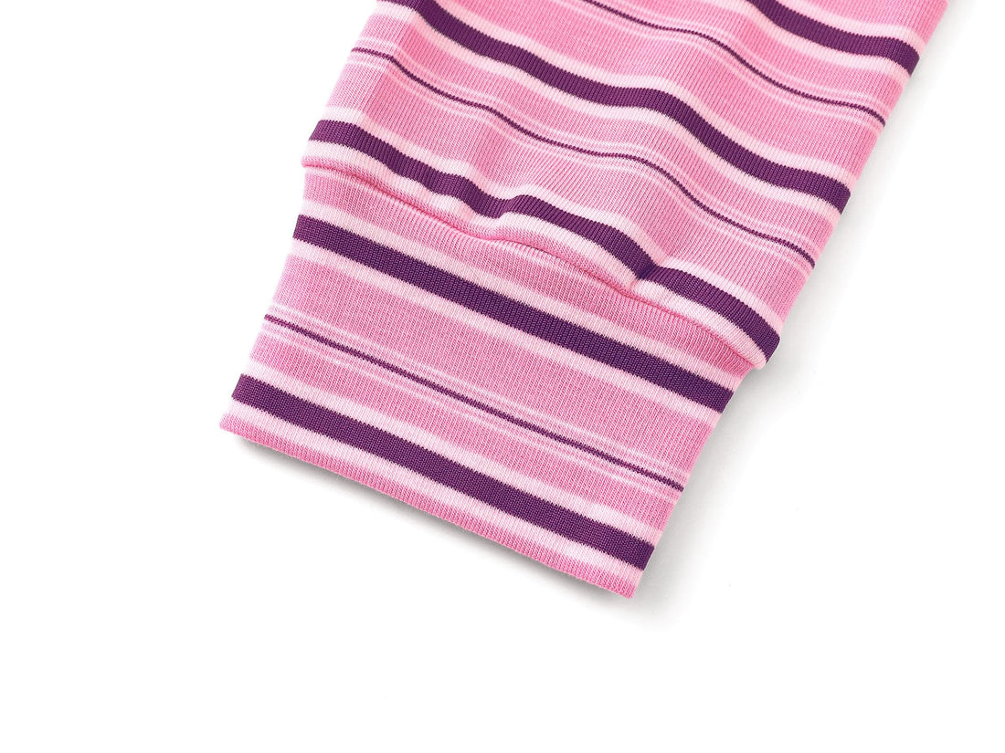 Topgal Summer Pajamas for Unisex Kids - Purple & Brown Stripe Snug Fit Pull-On Short Sleeve Sleepwear Pjs Set Size 2T-10