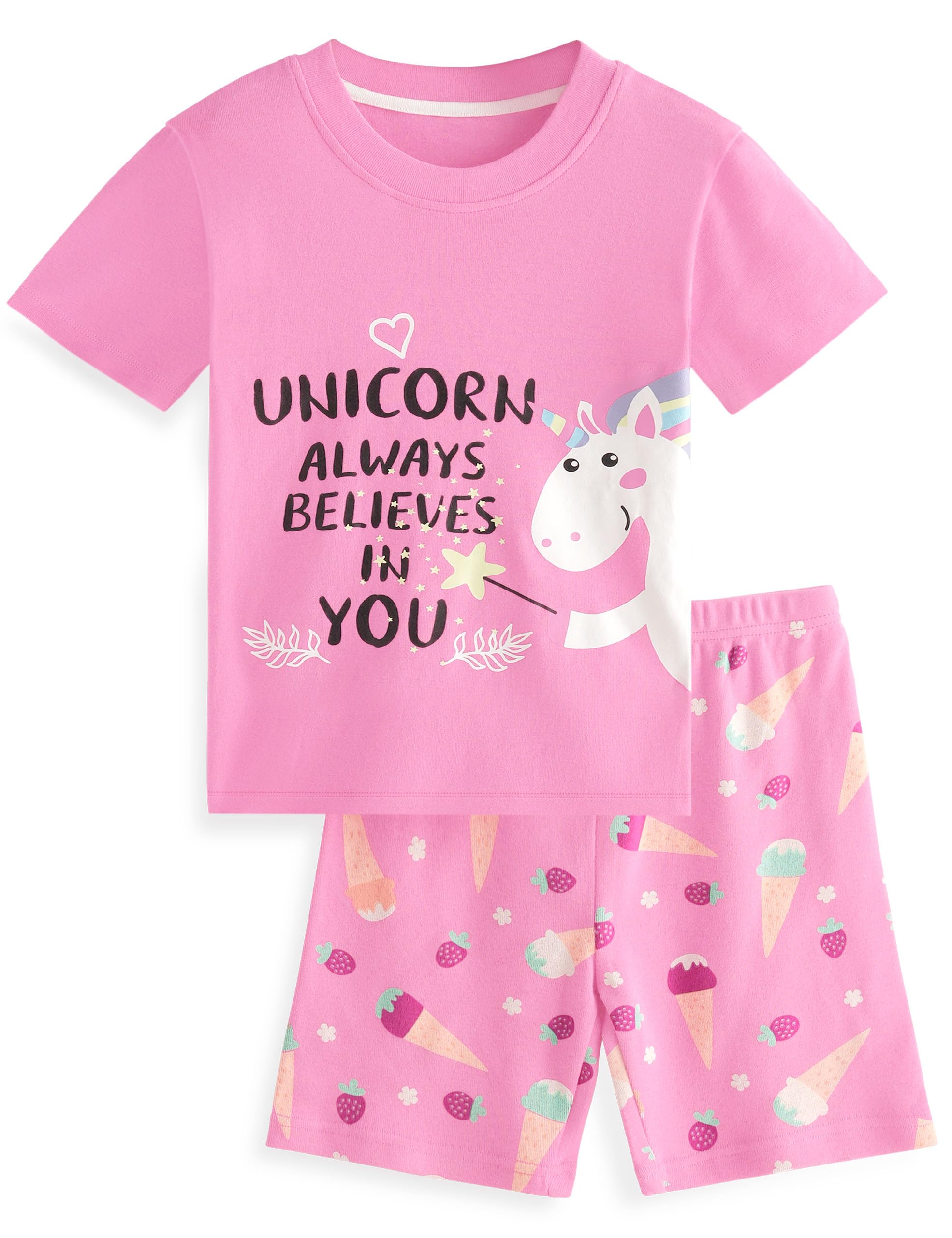 Yoofoss Toddler Pajamas Organic Cotton Baby Girl Boy Pajamas Summer Short Sleeve Kids Clothes Snug Fit Pjs Set 2 Piece