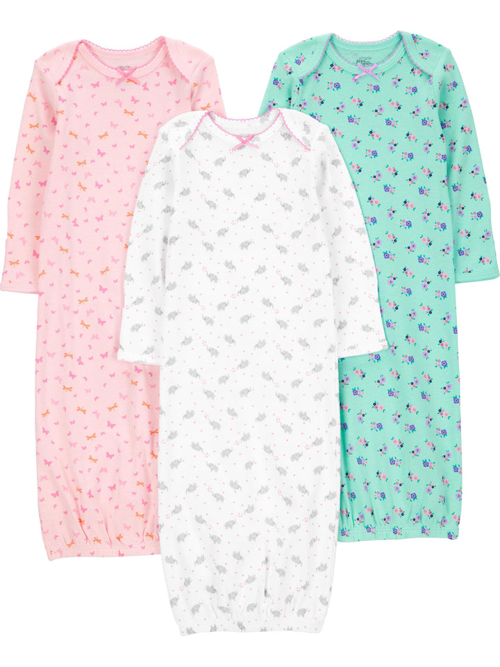 Simple Joys by Carter's Baby Girls' 3-pack Cotton Sleeper Gown