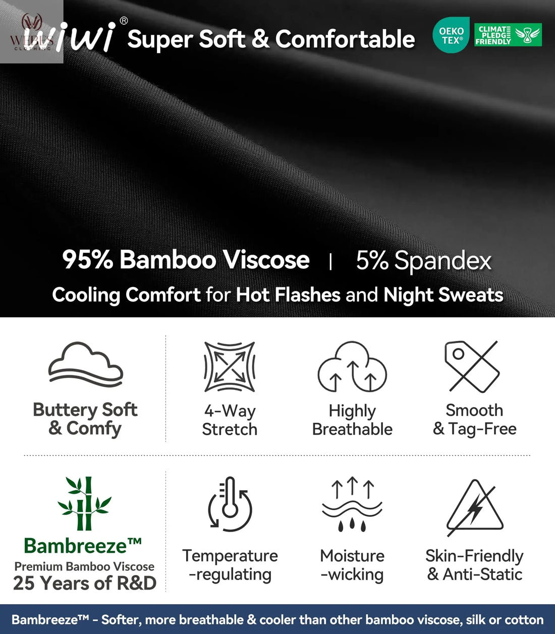 WiWi Women's Bamboo Viscose Scoop Neck Short Sleeve T Shirt Casual Summer Cooling Basic Tee Tops Soft Lounge Pajamas S-XXL