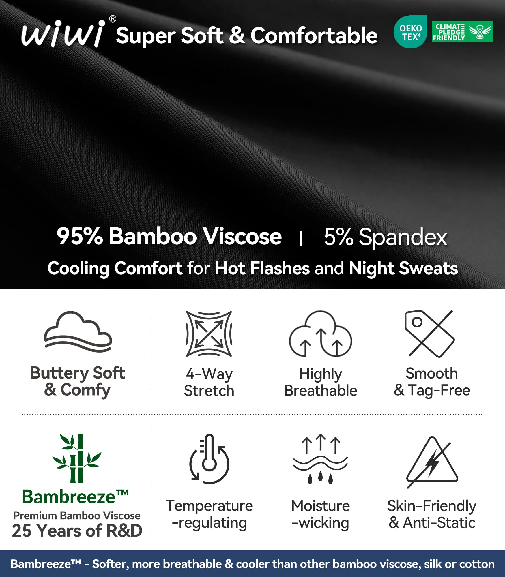 WiWi Women's Viscose from Bamboo Joggers Super Soft Pajama Pants Yoga Bottoms Cooling Lounge Sweatpants S-XXL