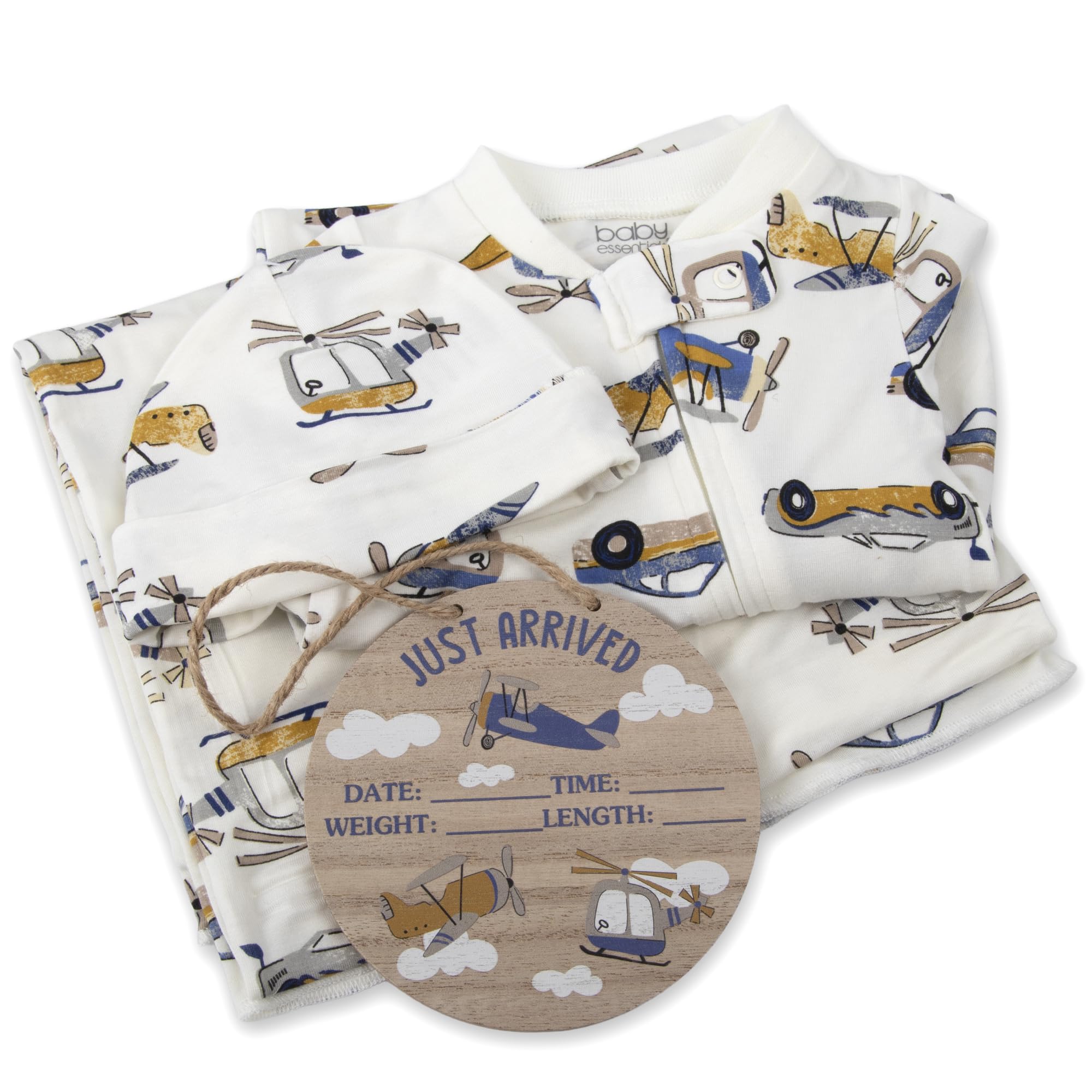 Newborn Baby 4 Piece Coming Home Outfit Gift Set – Footie Sleeper, Blanket, Headband & Ornament for Boys & Girls